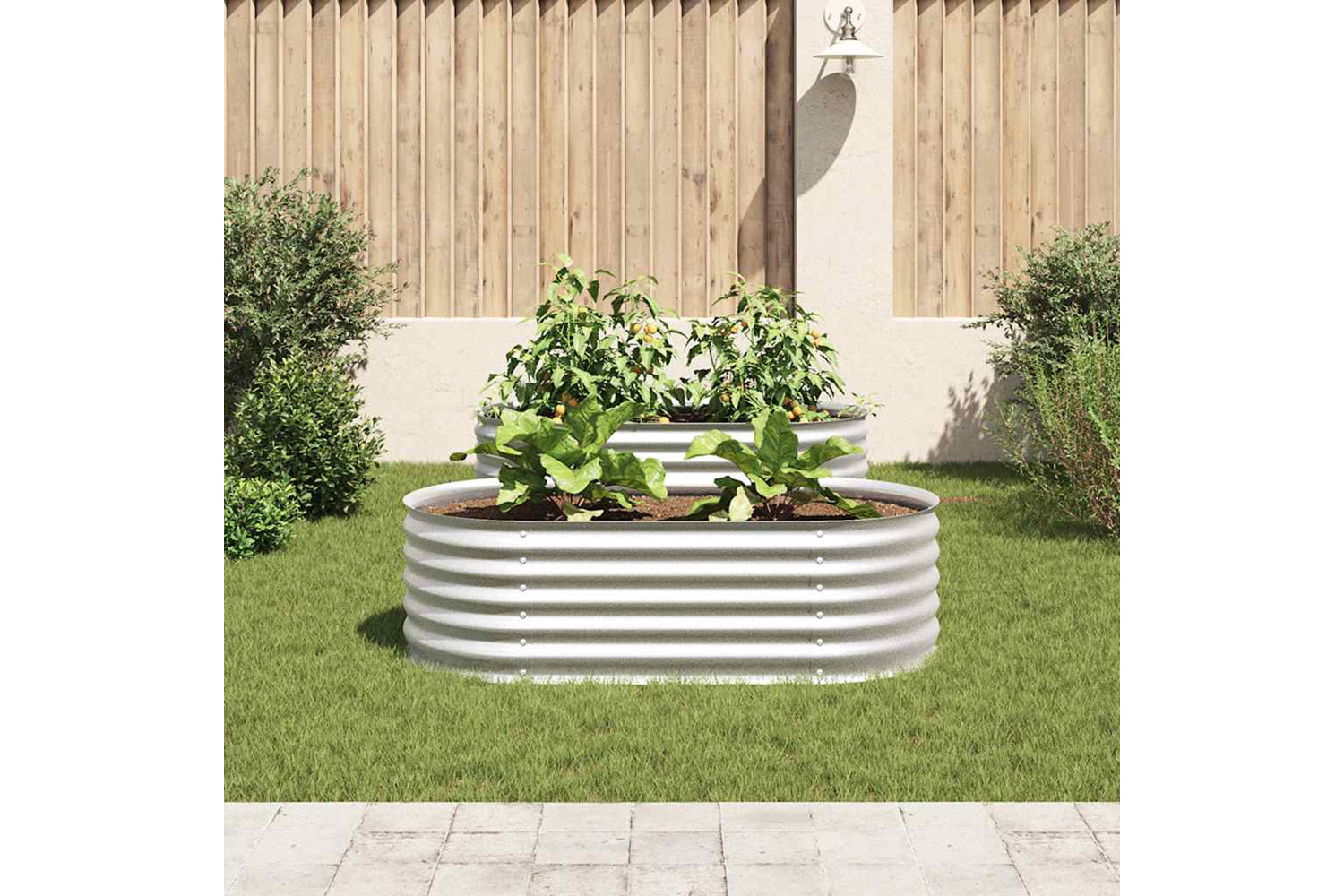 vidaXL Garden Raised Bed 160x80x44cm Galvanised Steel Silver-2