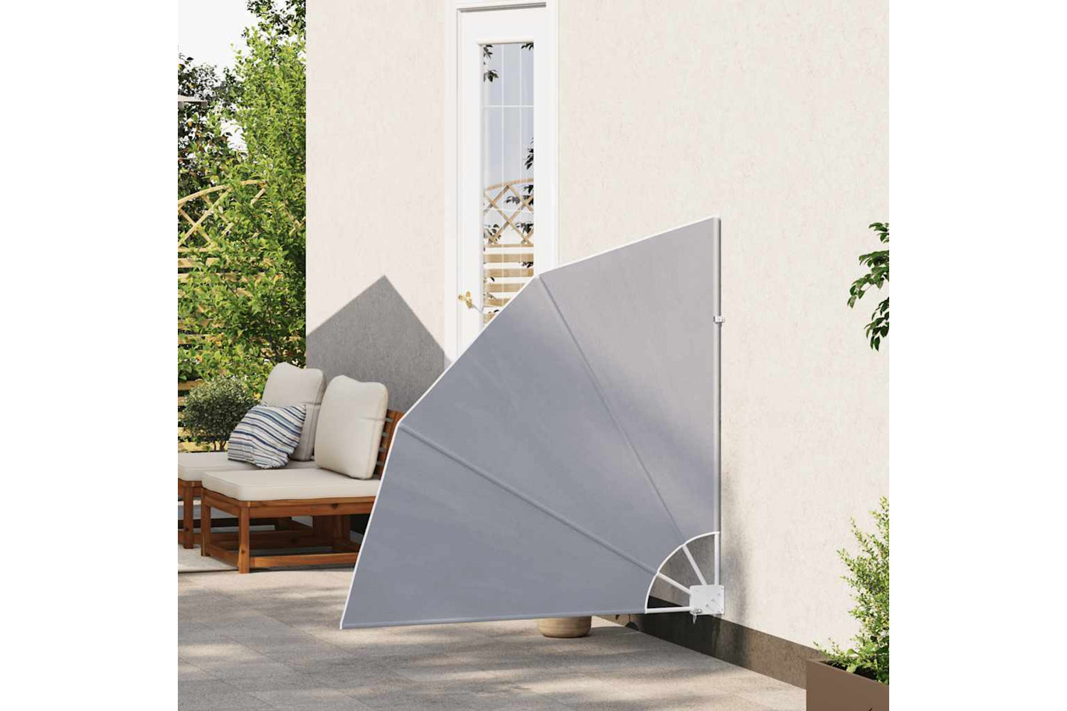 vidaXL 41575 Collapsible Balcony Side Awning Grey 140x140cm-2