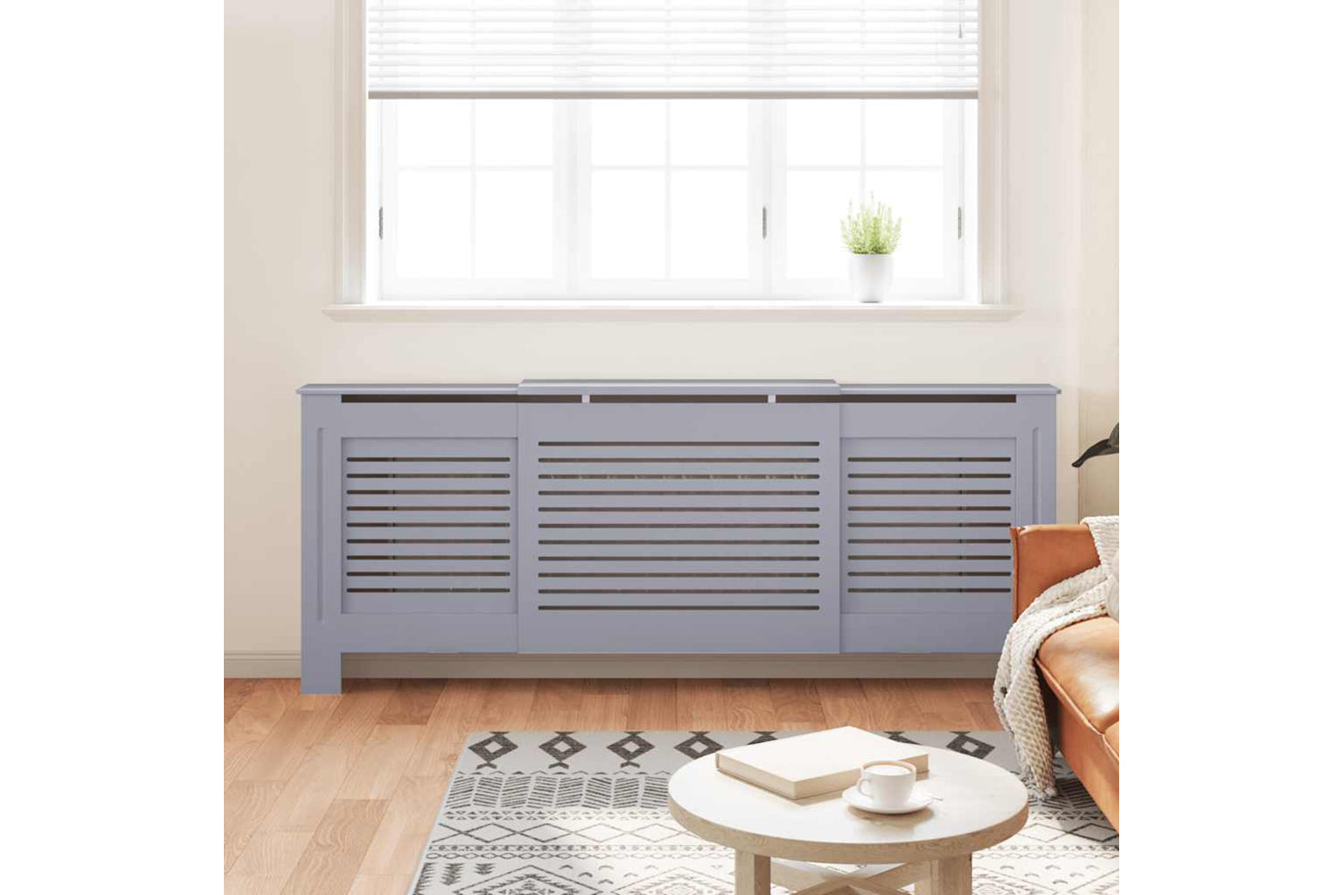 vidaXL Mdf Radiator Cover Grey 205cm-2