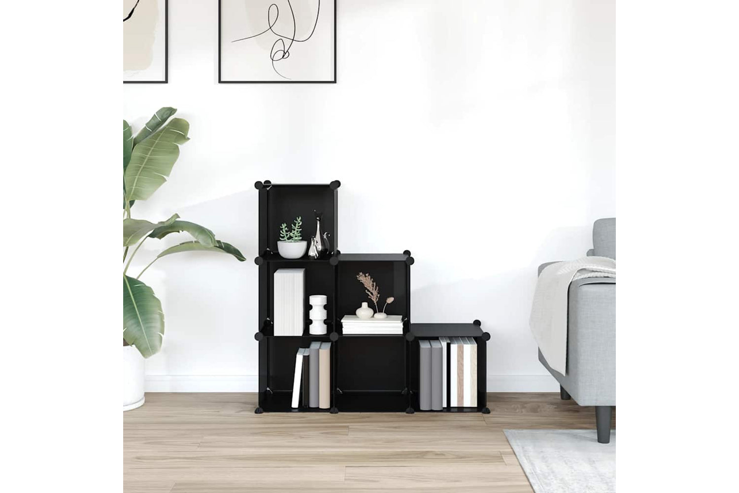 Vidaxl 340548 Storage Cube Organiser With 6 Cubes Black Pp-2