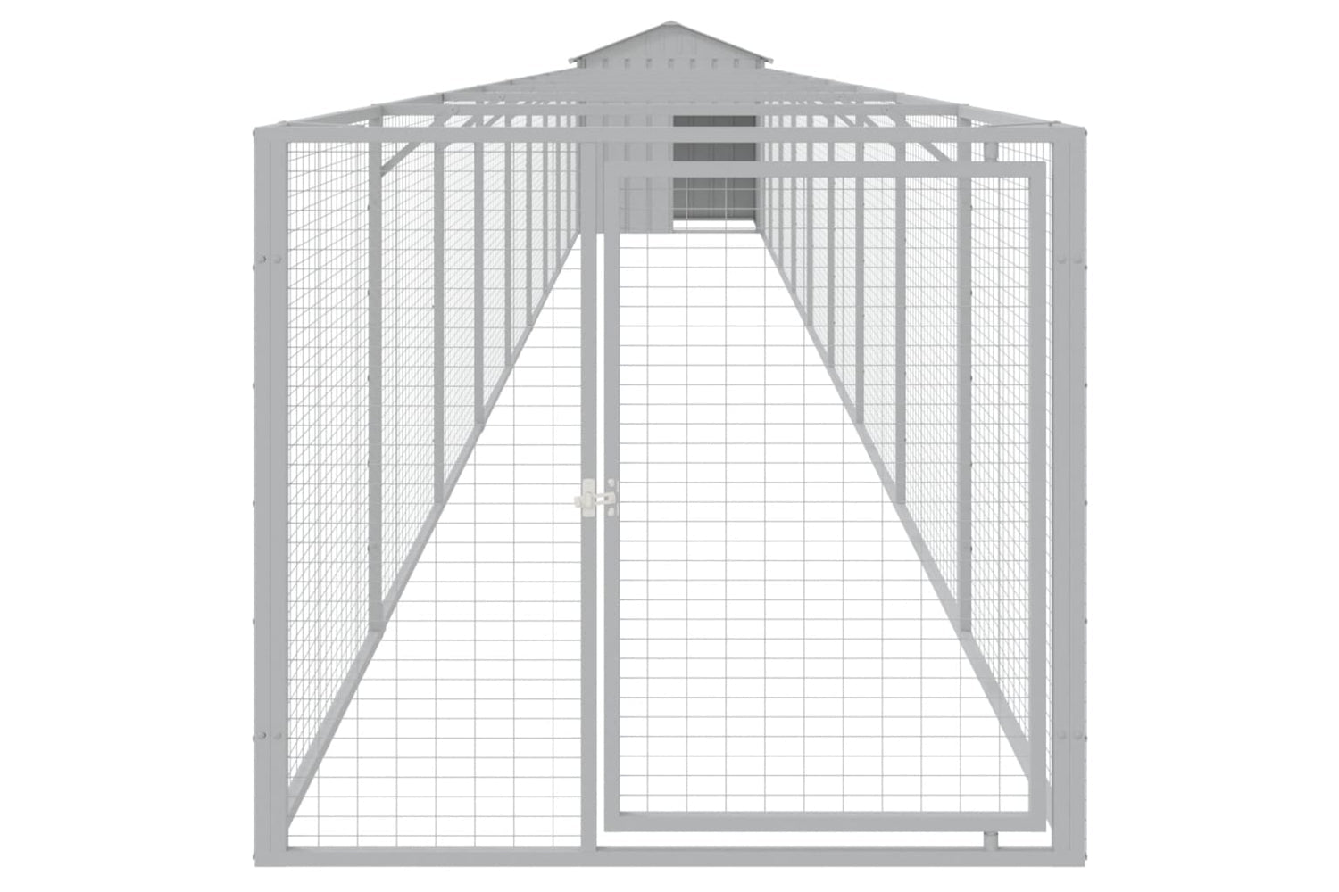 vidaXL 3189067 Dog House With Roof Light Grey 117x1017x123cm Galvanised Steel-2