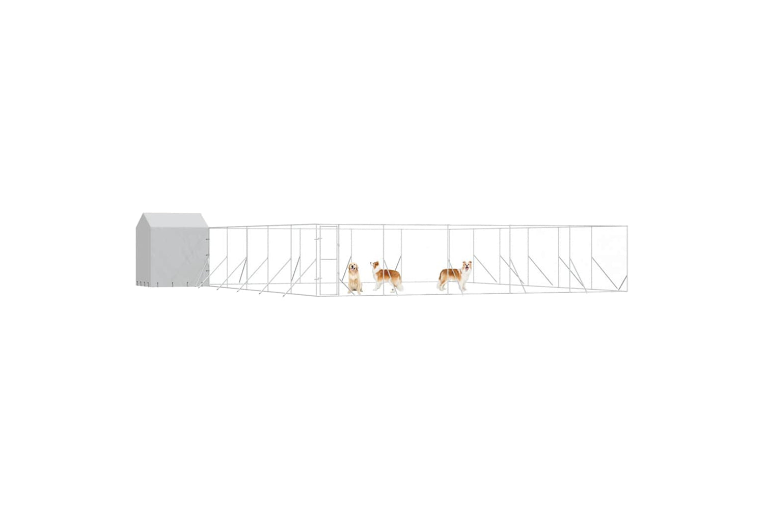 Vidaxl 3190482 Outdoor Dog Kennel With Roof Silver 12x12x2.5 M Galvanised Steel-2