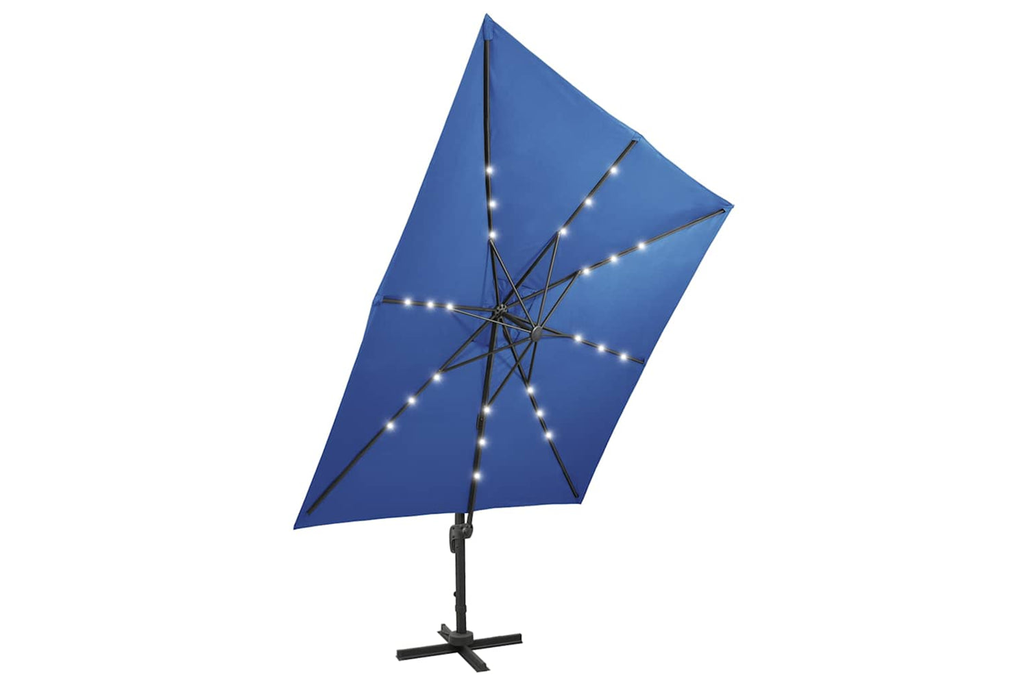 Vidaxl Cantilever Umbrella With Pole And Led Lights Azure Blue 300 Cm-4