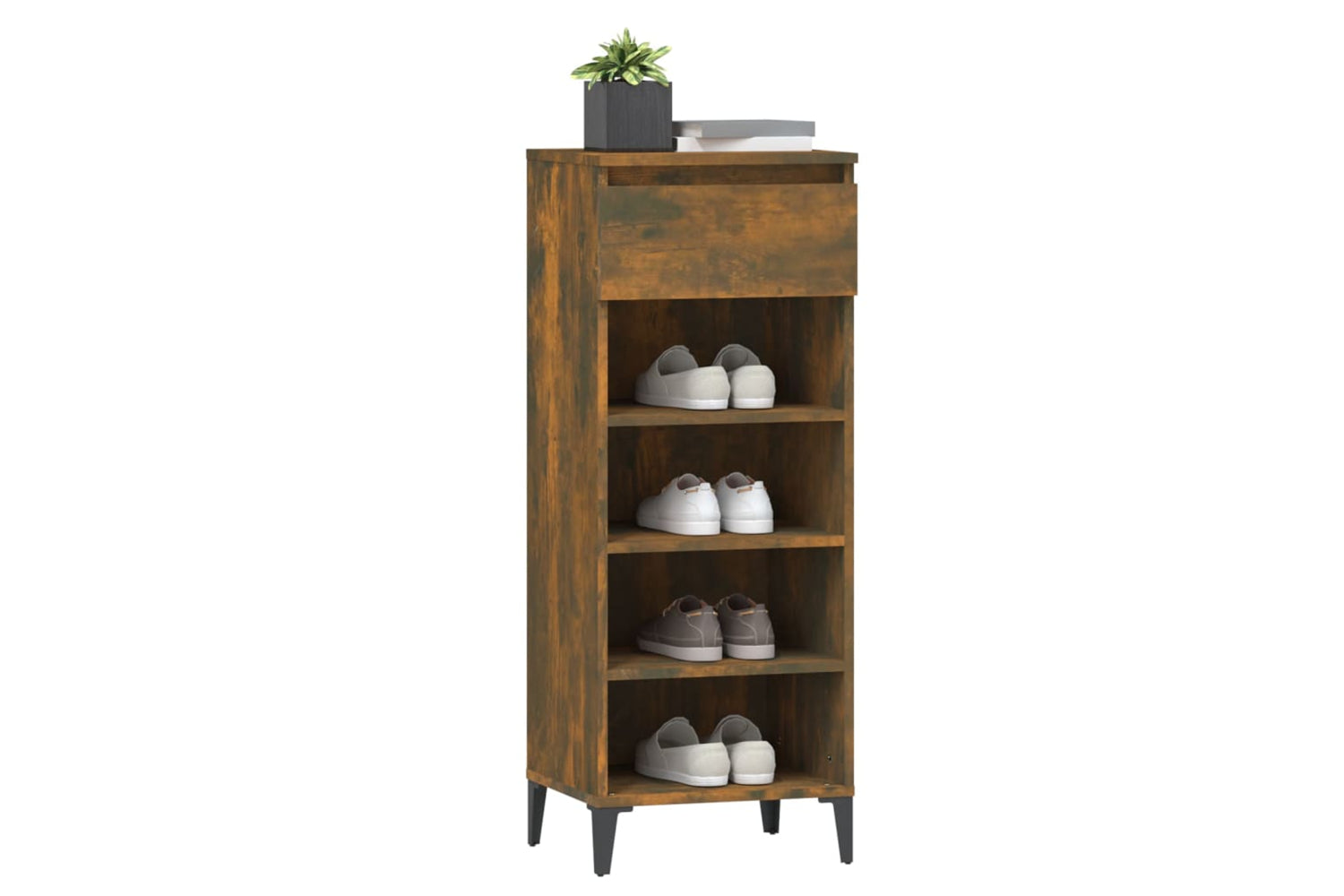 vidaXL 819785 Shoe Rack Smoked Oak 40x36x105cm Engineered Wood-3