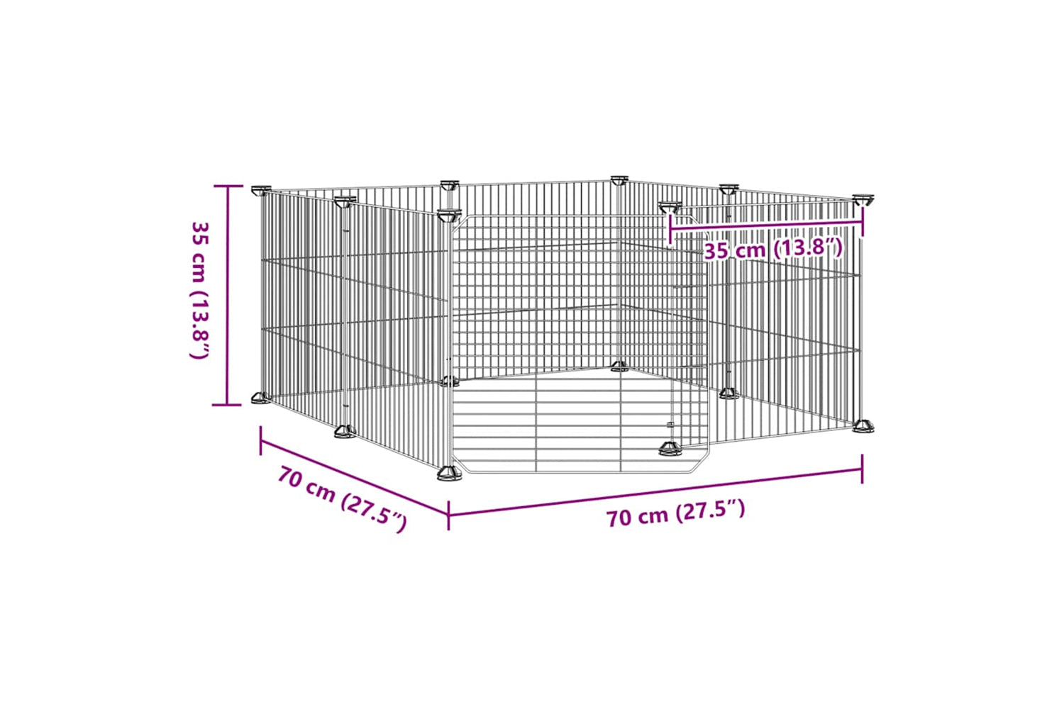 vidaXL 171625 8-panel Pet Cage With Door Black 35x35cm Steel-7