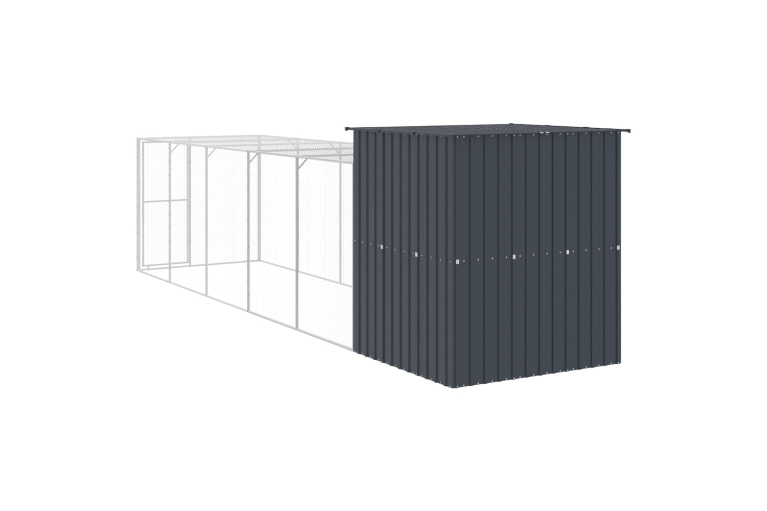 vidaXL 3189110 Chicken Cage With Run Anthracite 165x659x181cm Galvanised Steel-4