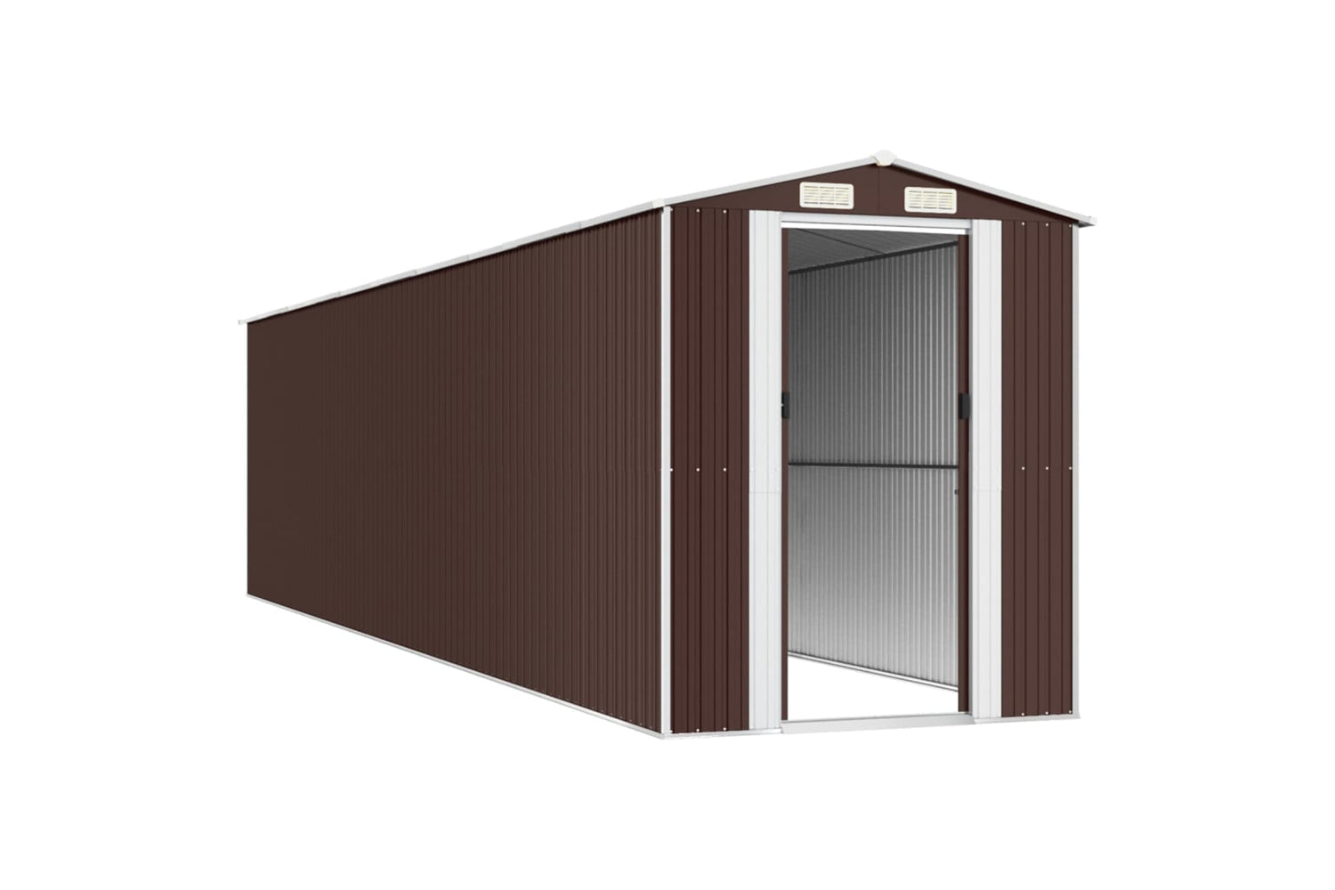 vidaXL 3147468 Garden Shed Dark Brown 192x855x223cm Galvanised Steel-3