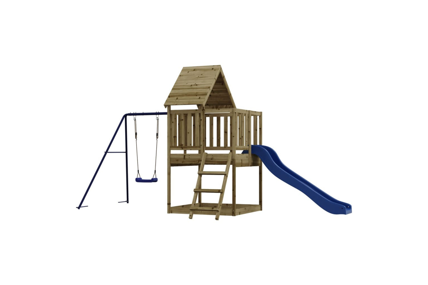 Vidaxl 3155938 Playhouse With Slide Ladder Swing Impregnated Wood Pine-7