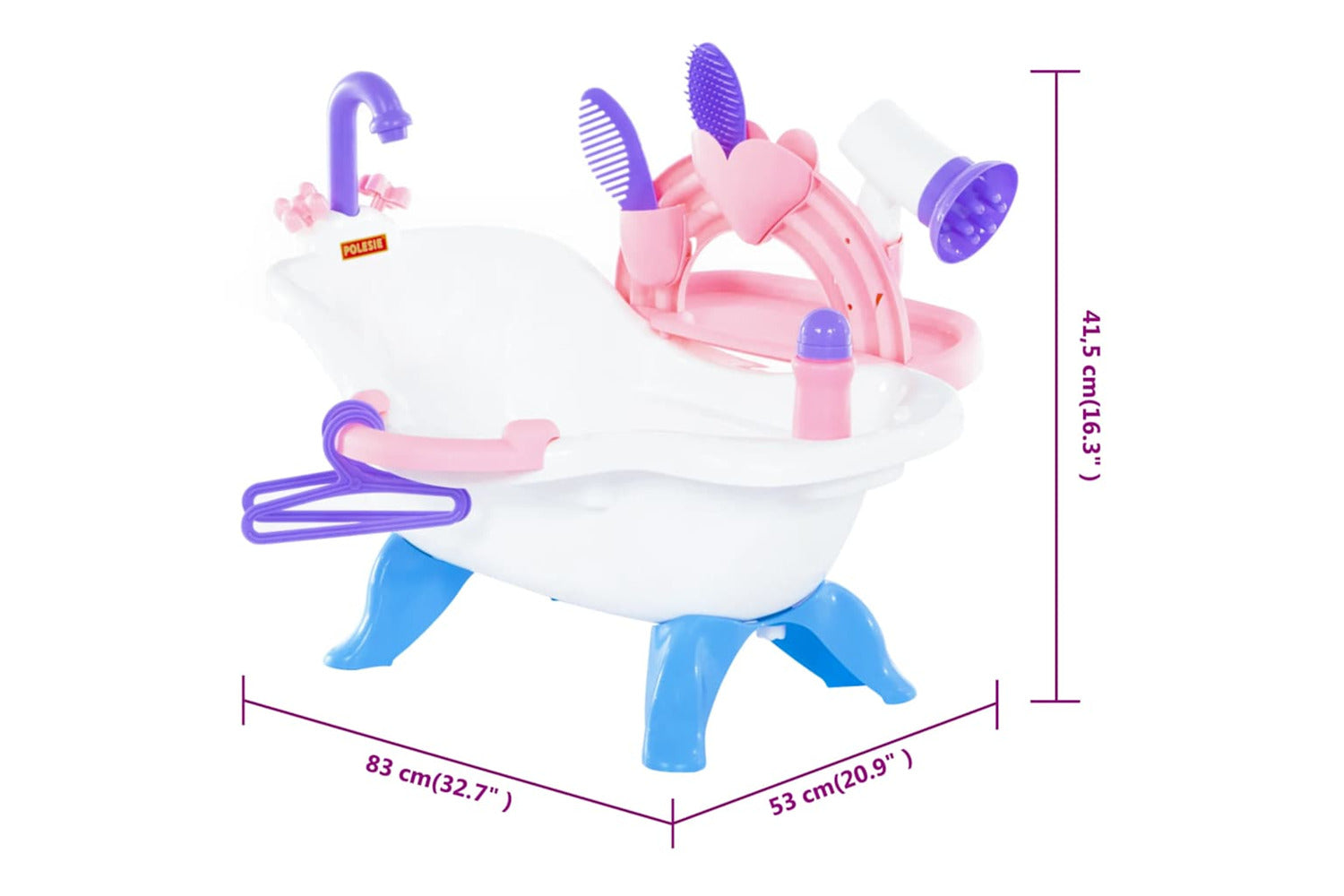 Polesie Wader 7 Piece Doll Bath Children Playset 83x53x41.5 Cm Polypropylene-6
