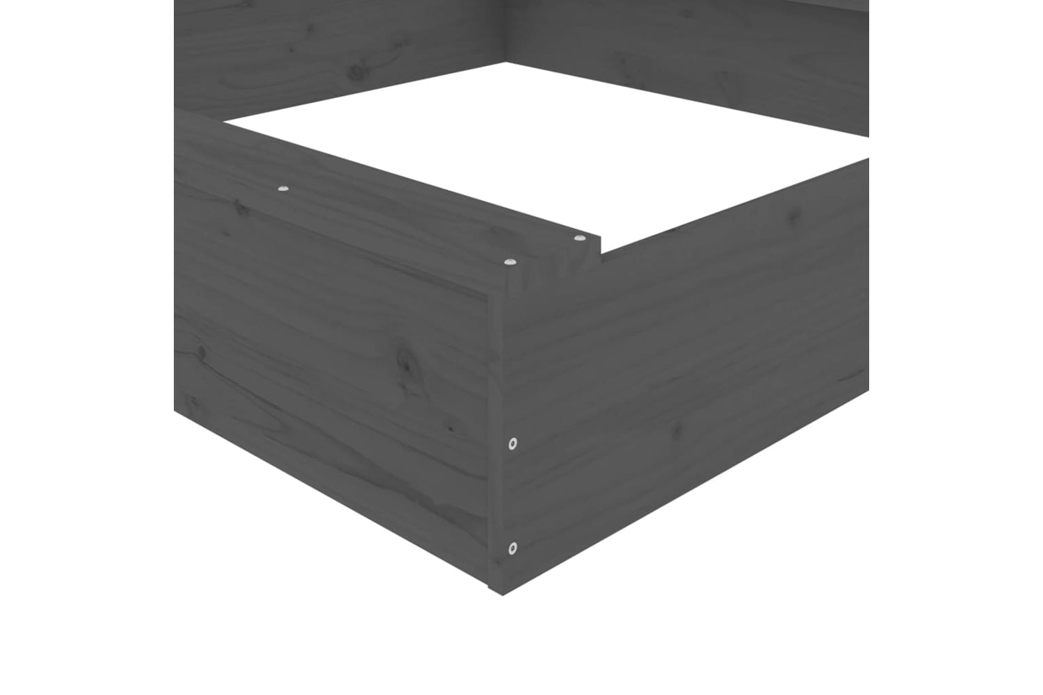 vidaXL 825032 Sandbox With Seats Grey Square Solid Wood Pine-6