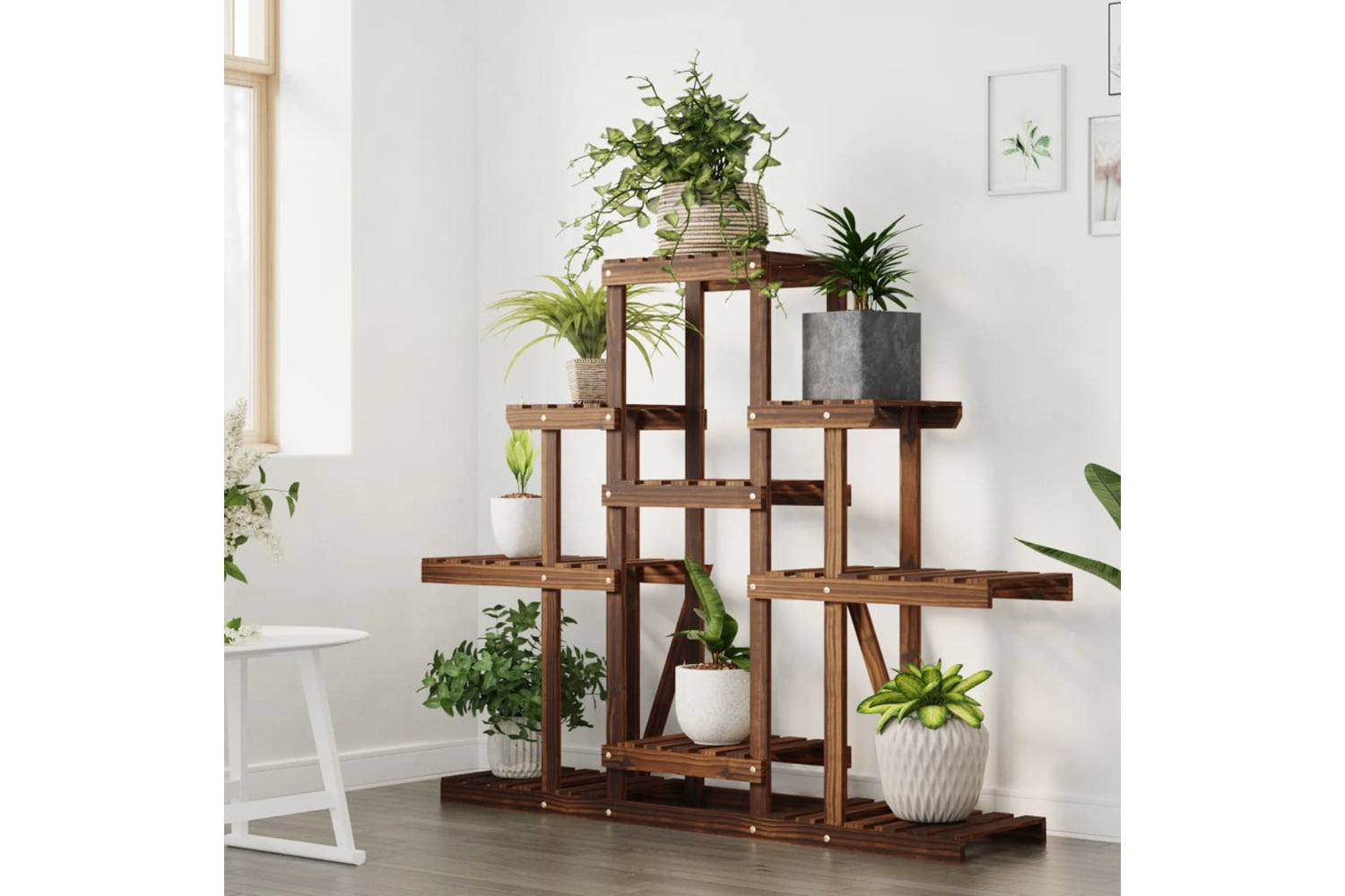 vidaXL 362849 Flower Stand 110x25x96cm Solid Wood Fir-2