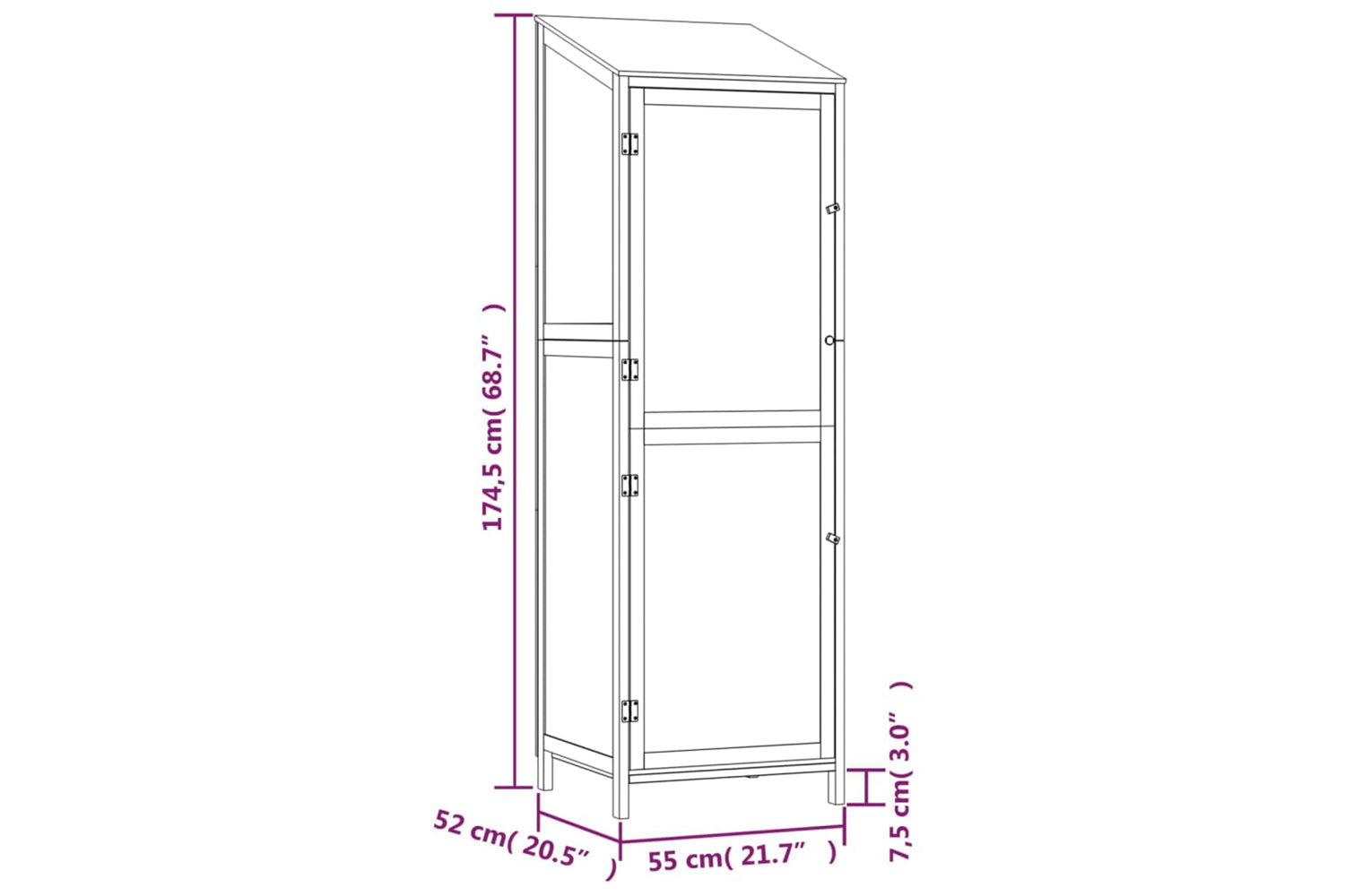 vidaXL 152186 Garden Shed 55x52x174.5cm Solid Wood Fir-7