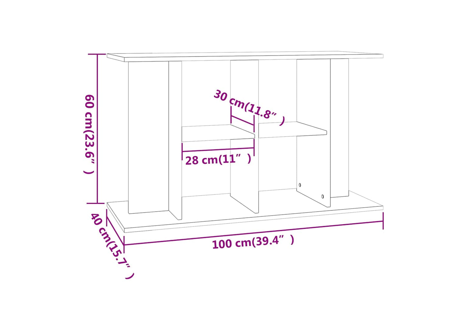 vidaXL 833589 Aquarium Stand Grey Sonoma 100x40x60cm Engineered Wood-7