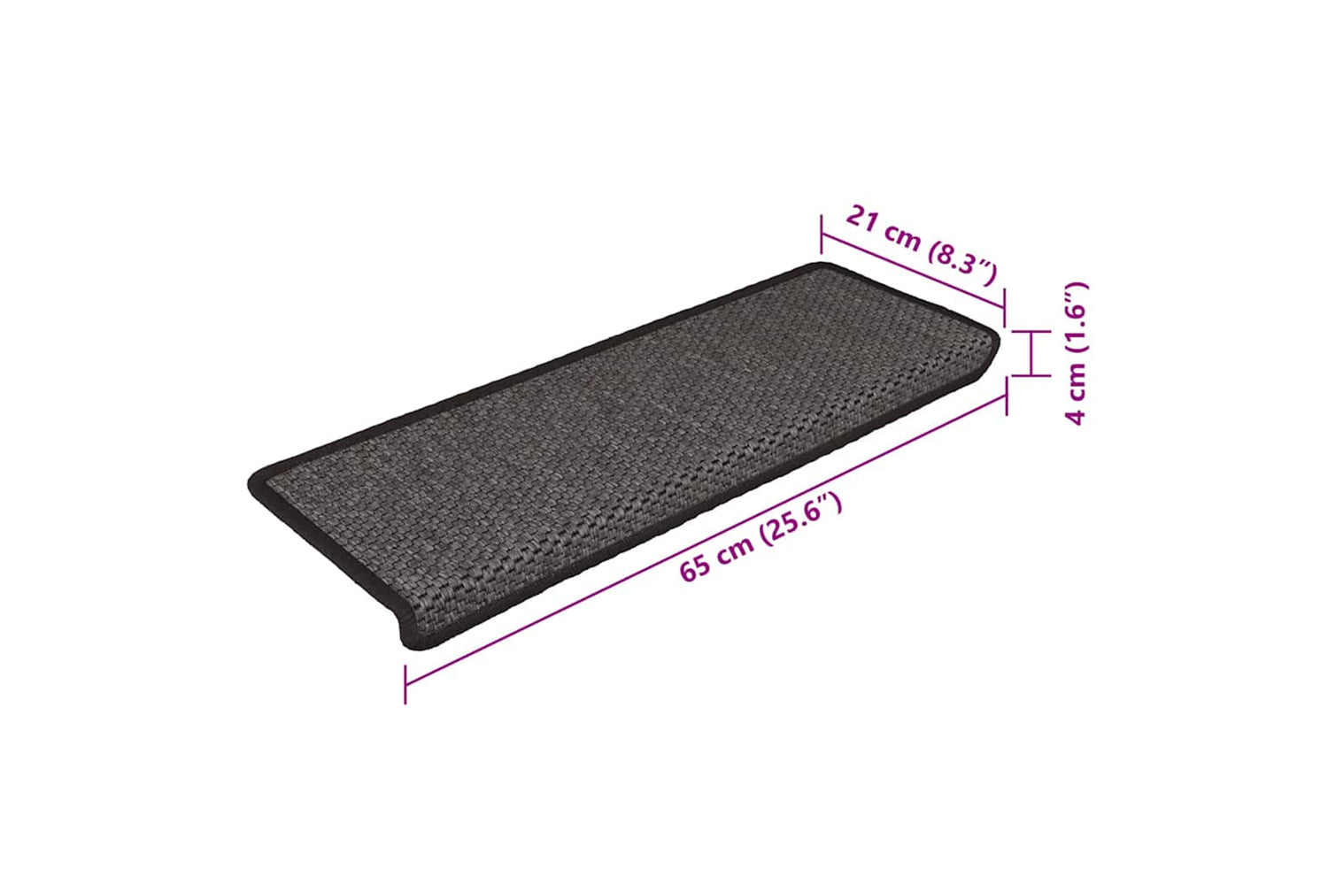 vidaXL 326885 Stair Mats Self-adhesive Sisal-look 15 Pcs 65x21x4cm Anthracite-8