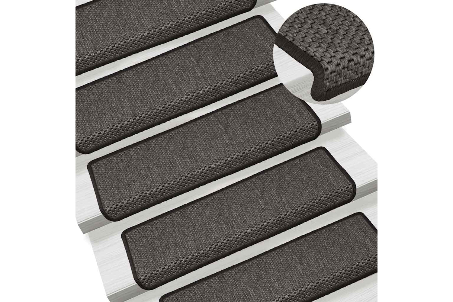 vidaXL 326885 Stair Mats Self-adhesive Sisal-look 15 Pcs 65x21x4cm Anthracite-6