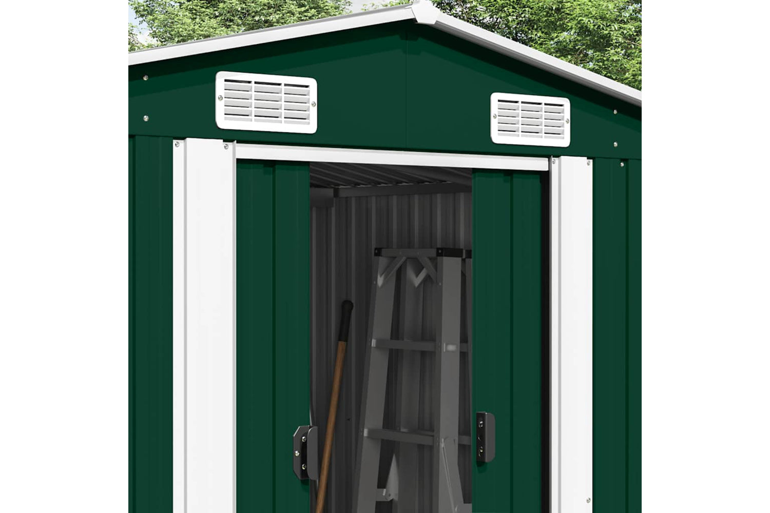 vidaXL 143348 Garden Shed 257x489x181cm Metal Green-3