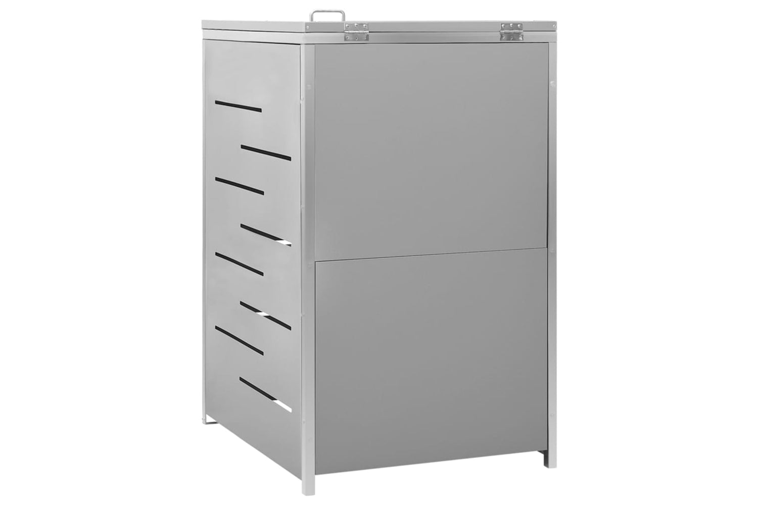 vidaXL Single Wheelie Bin Shed 69x77.5x112.5cm Stainless Steel-6