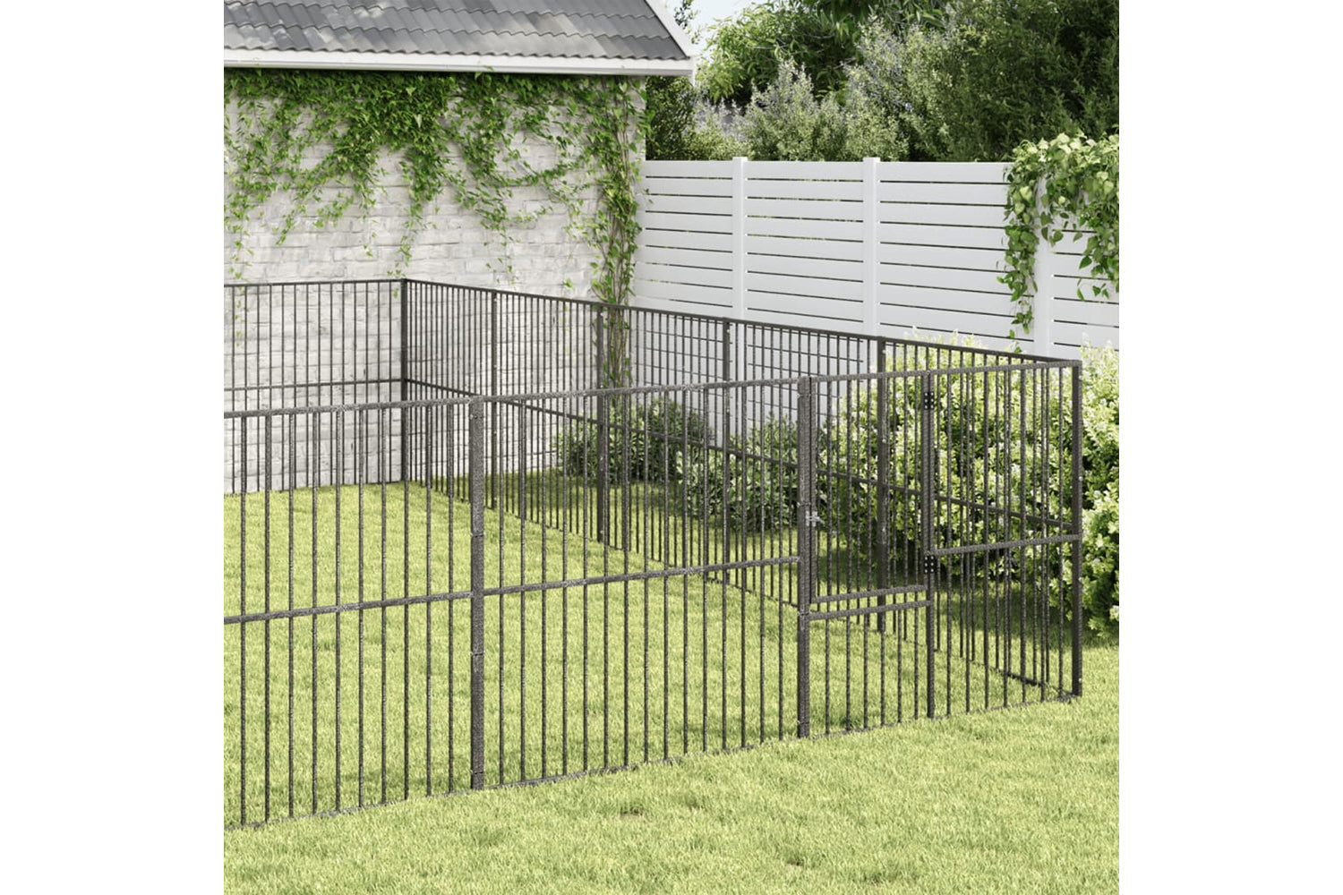 Vidaxl 3209560 Dog Playpen 20 Panels Black Galvanised Steel-2