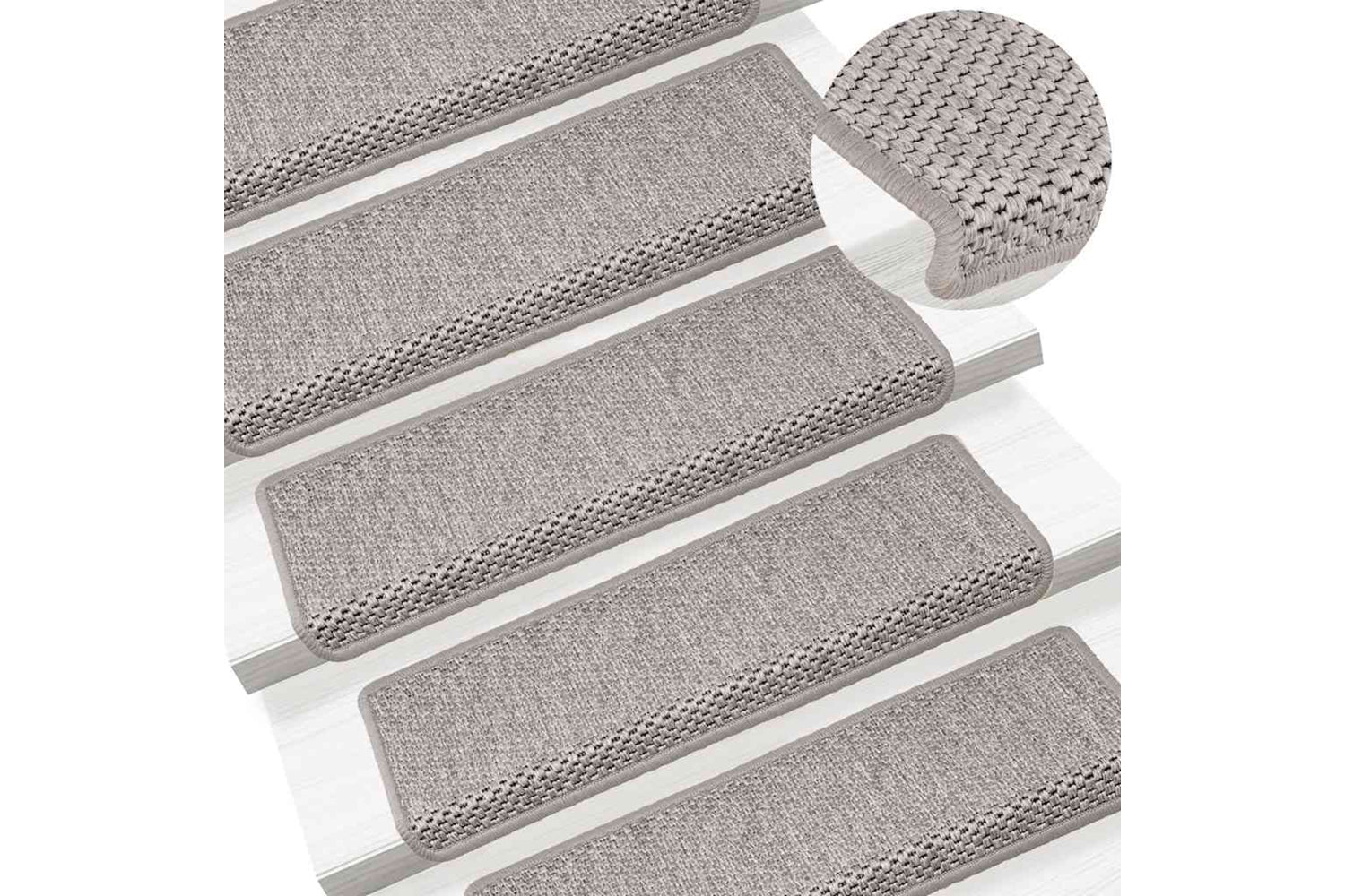 vidaXL 326883 Stair Mats Self-adhesive Sisal-look 15 Pcs 65x21x4cm Silver-6