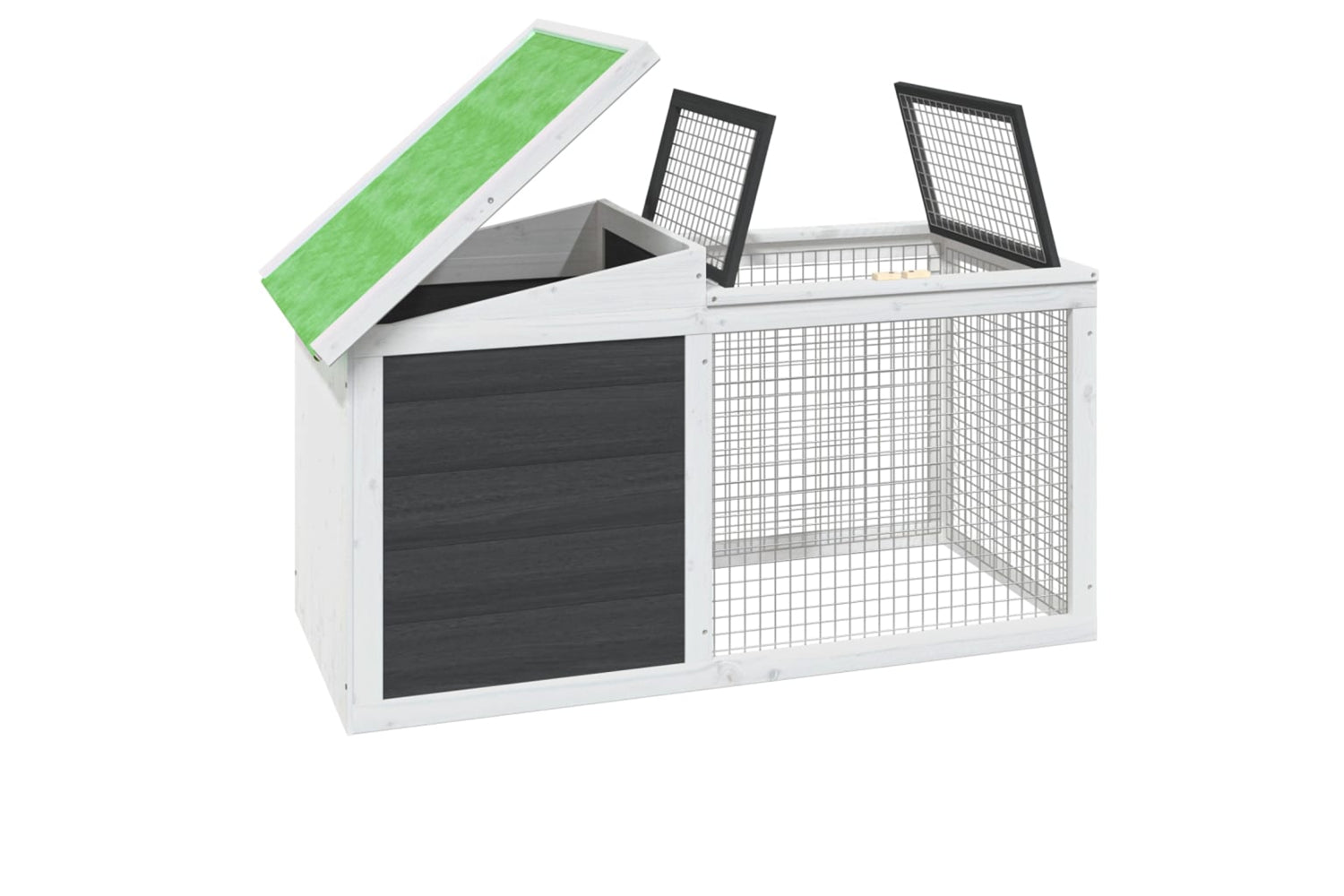 vidaXL 172290 Rabbit Hutch Grey 100.5x54x55cm Solid Wood Pine-3