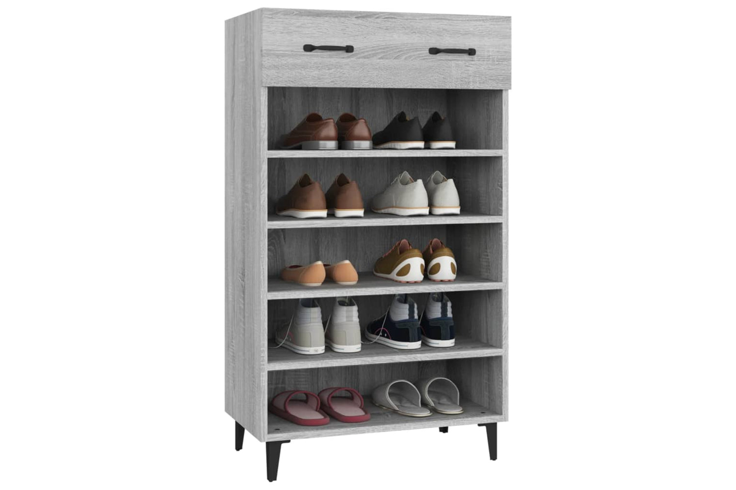 vidaXL 817559 Shoe Cabinet Grey Sonoma 60x35x105cm Engineered Wood-4