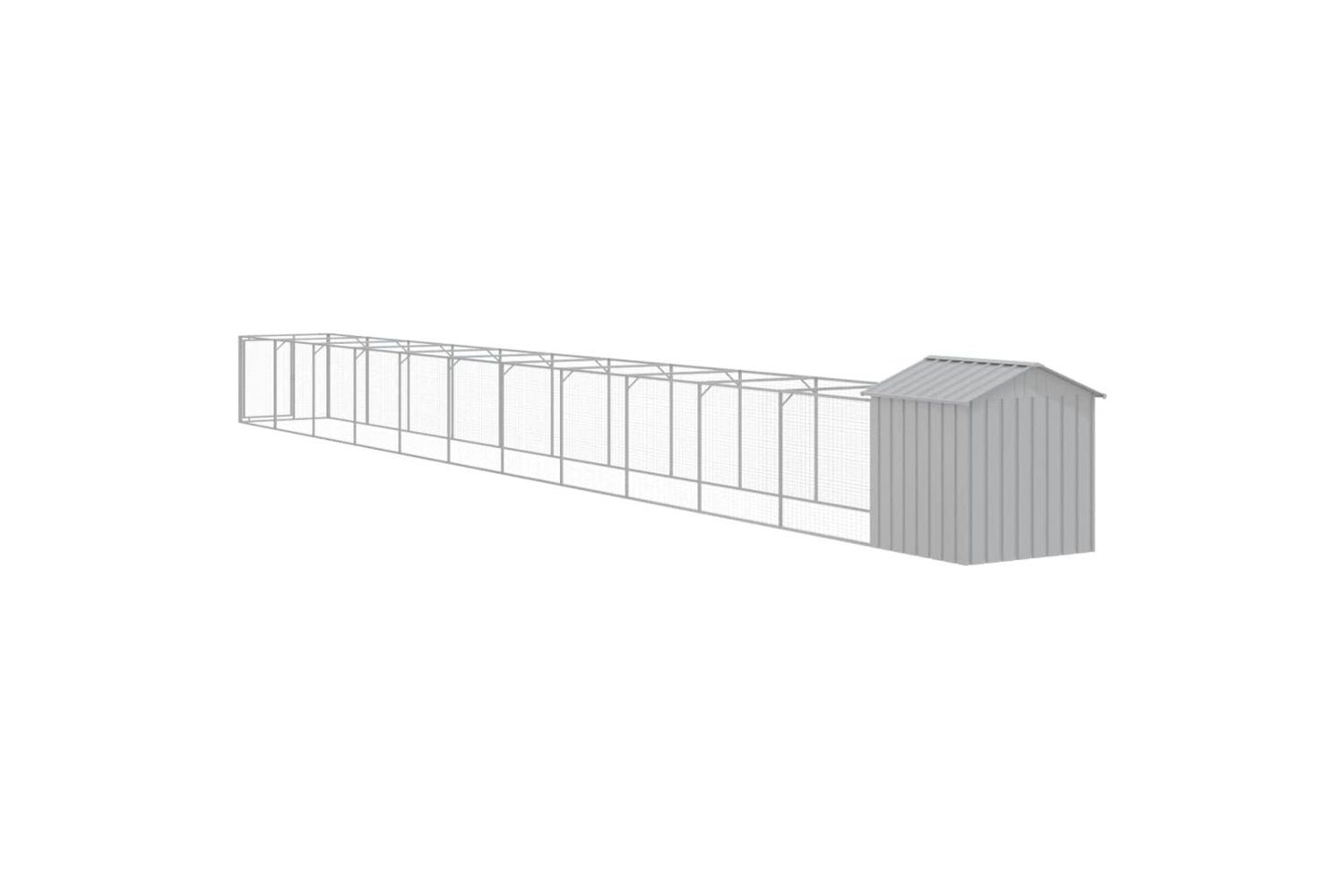 vidaXL 3189068 Dog House With Roof Light Grey 117x1221x123cm Galvanised Steel-4