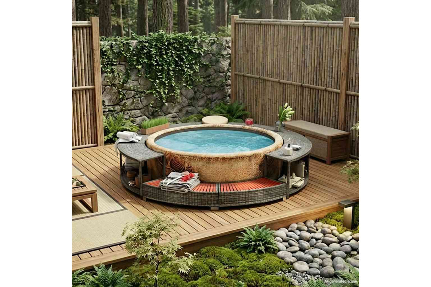 Vidaxl Hot Tub Surround Grey Poly Rattan-2