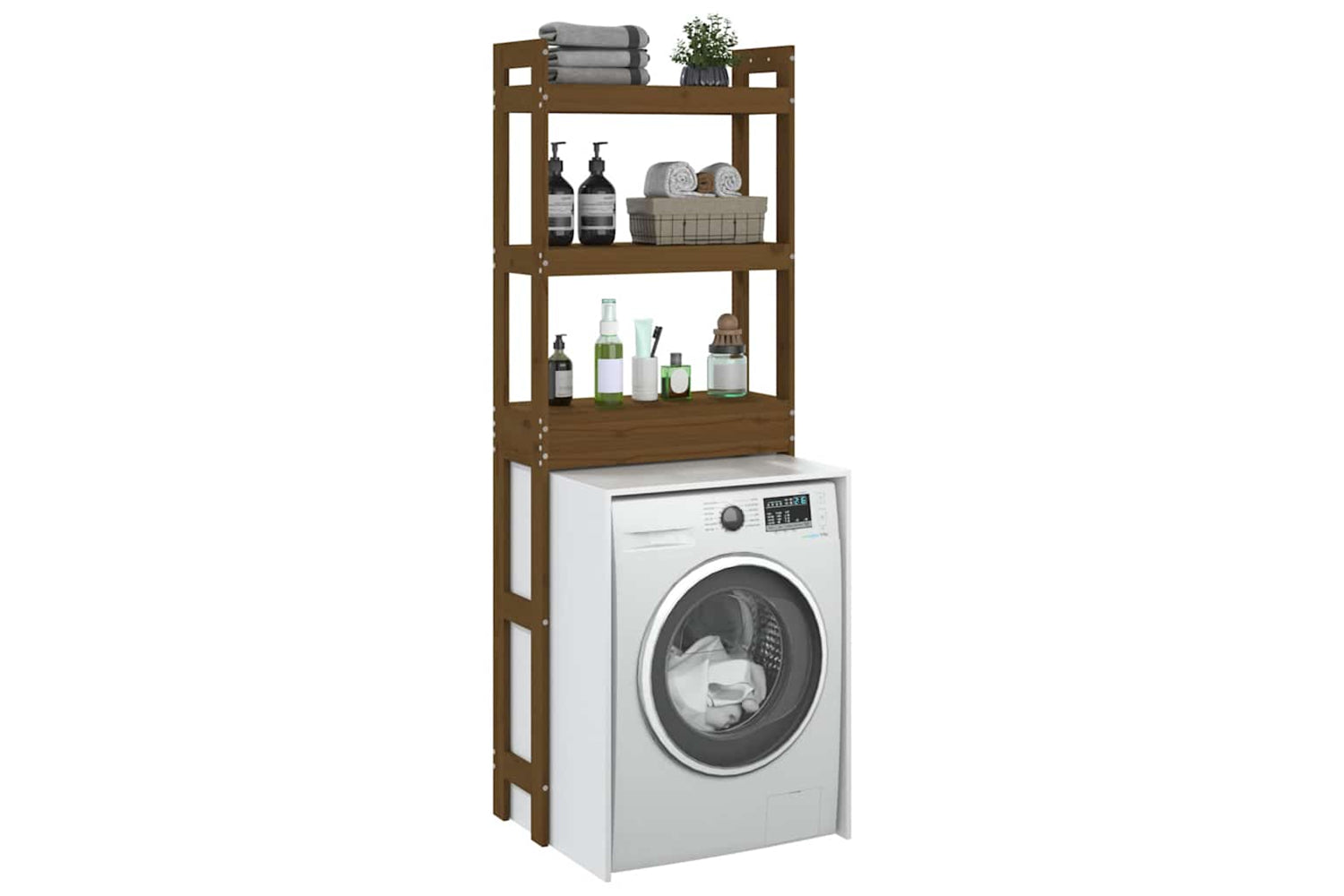vidaXL 824661 Toilet Rack Honey Brown 63x26x171cm Solid Wood Pine-4