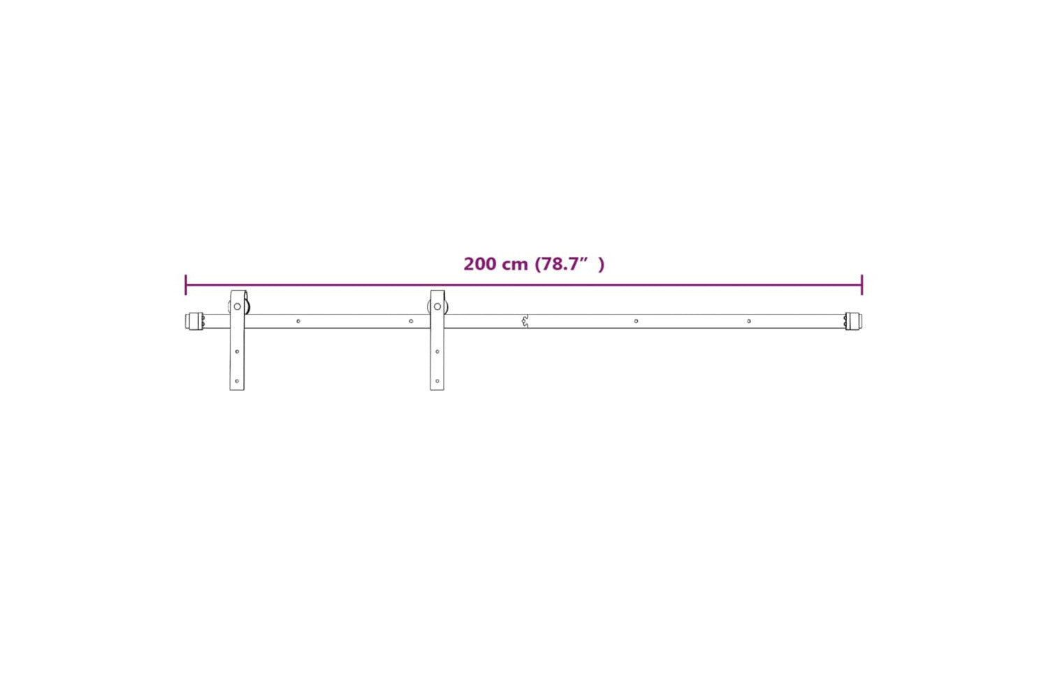 vidaXL Sliding Door Hardware Kit 200cm Steel White-7