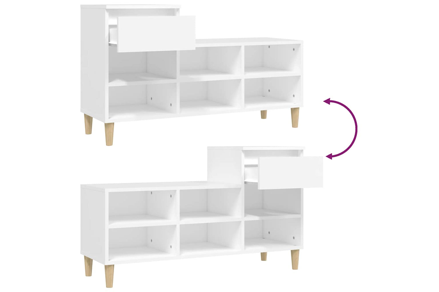 vidaXL 821204 Shoe Cabinet White 102x36x60cm Engineered Wood-8