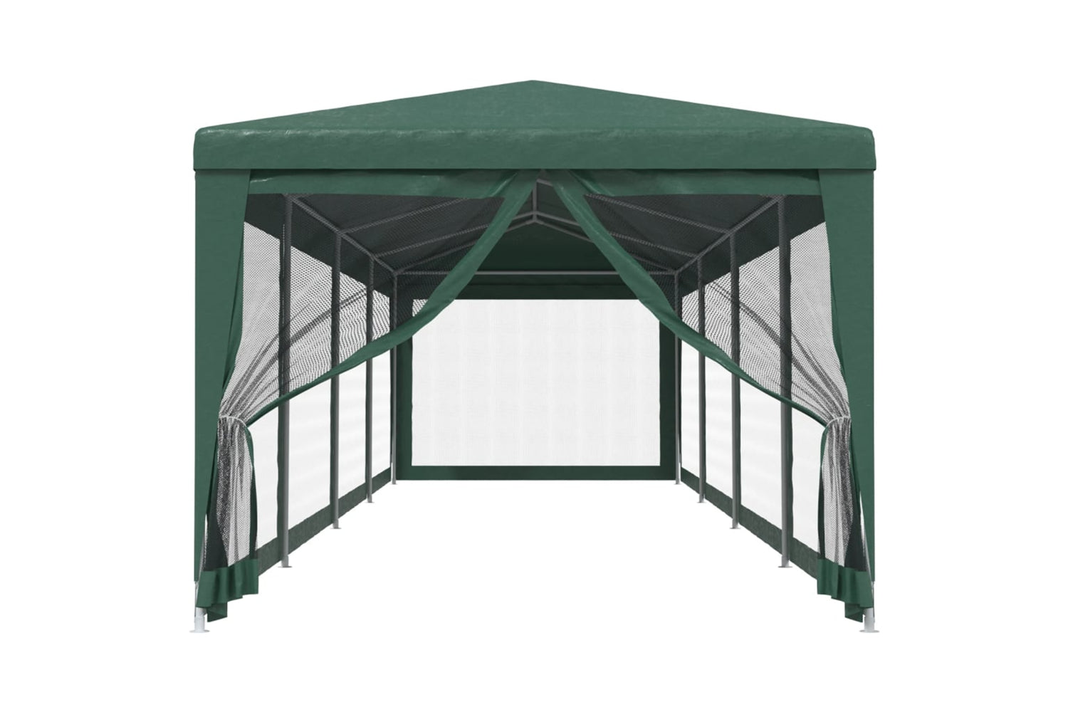 Vidaxl 319248 Party Tent With 10 Mesh Sidewalls Green 3x12 M Hdpe-2