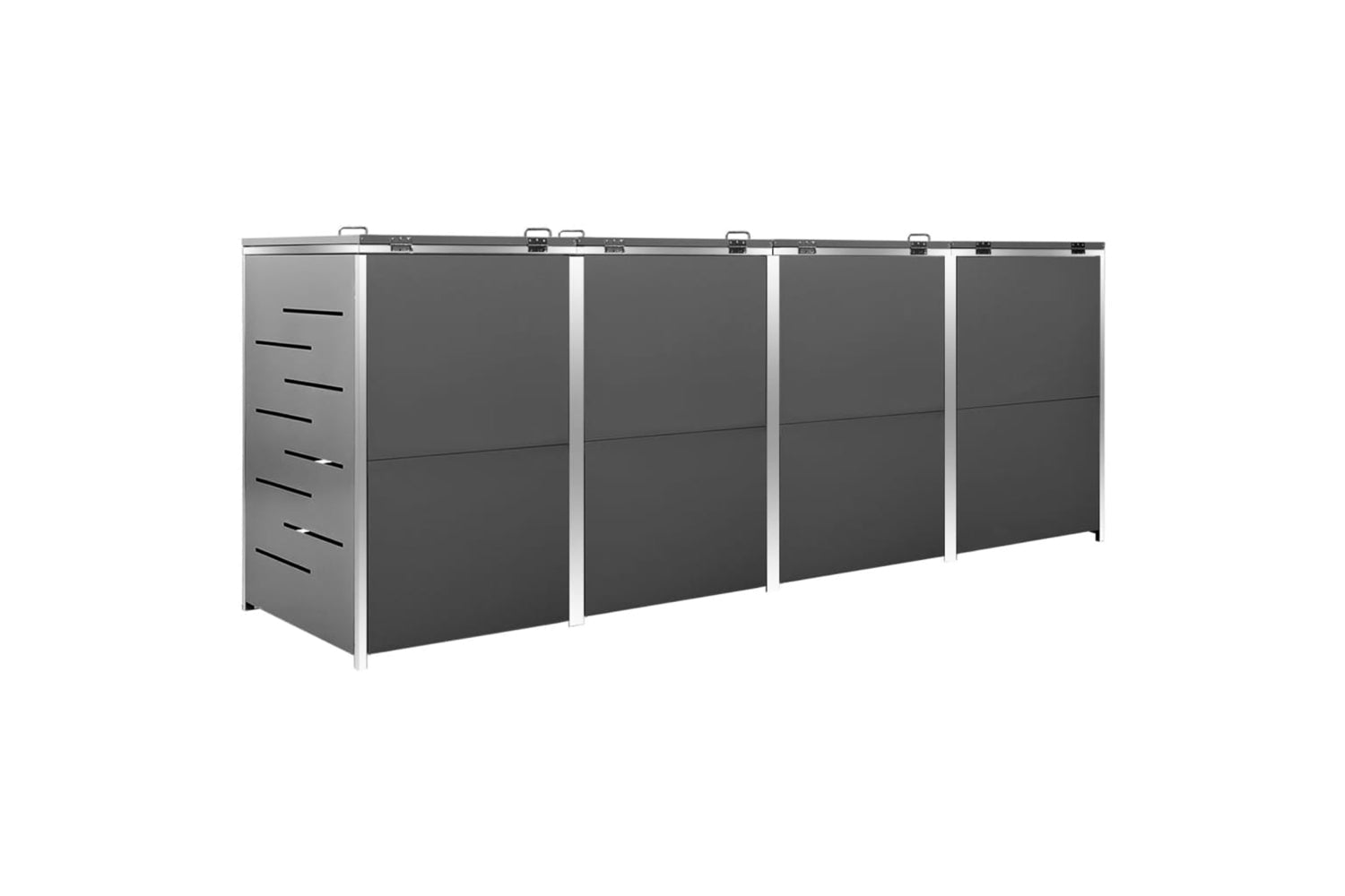 vidaXL Quadruple Wheelie Bin Shed 276.5x77.5x112.5cm Stainless Steel-6