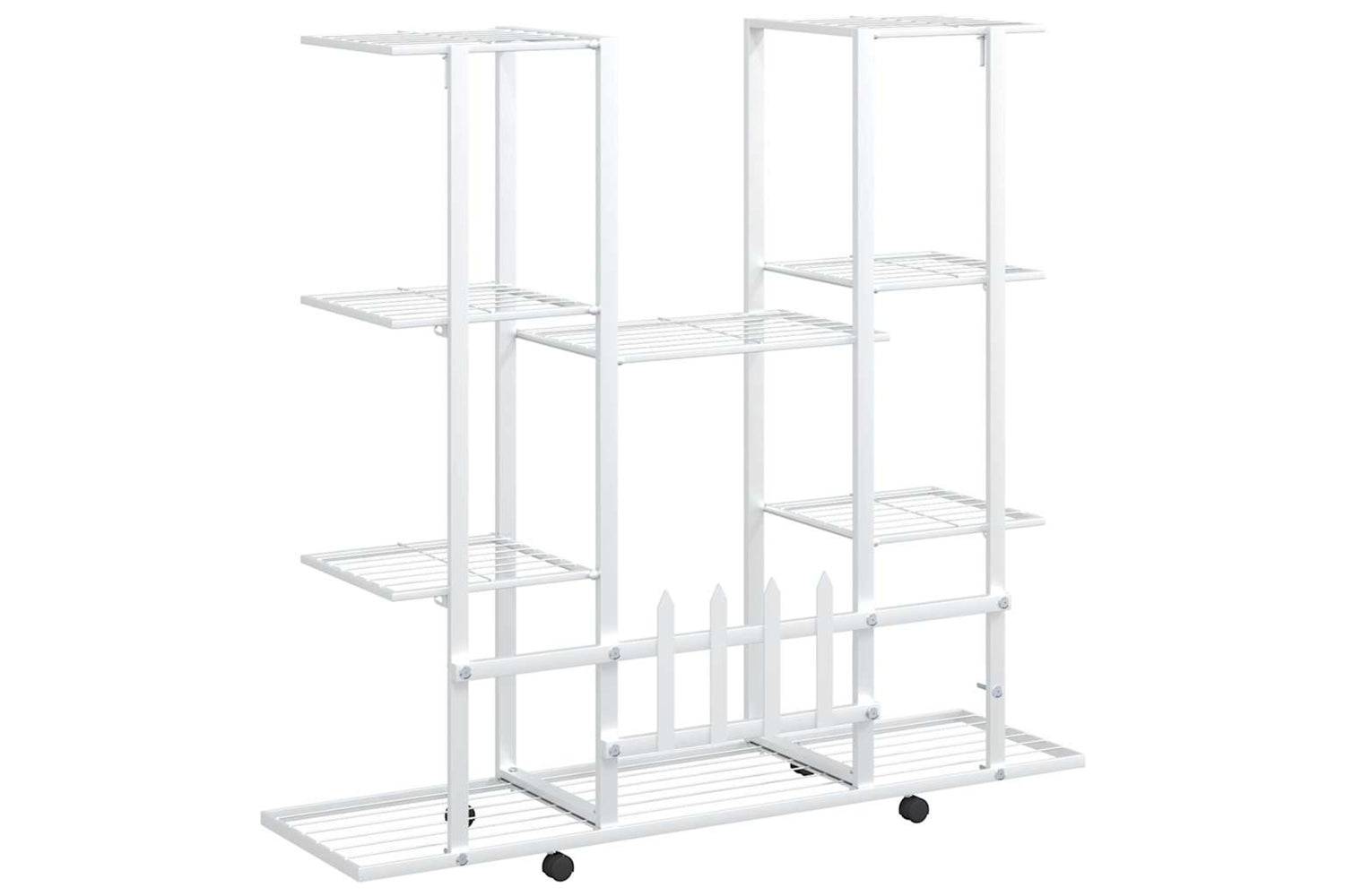 vidaXL 343122 Flower Stand With Wheels 94.5x24.5x91.5cm White Iron-6