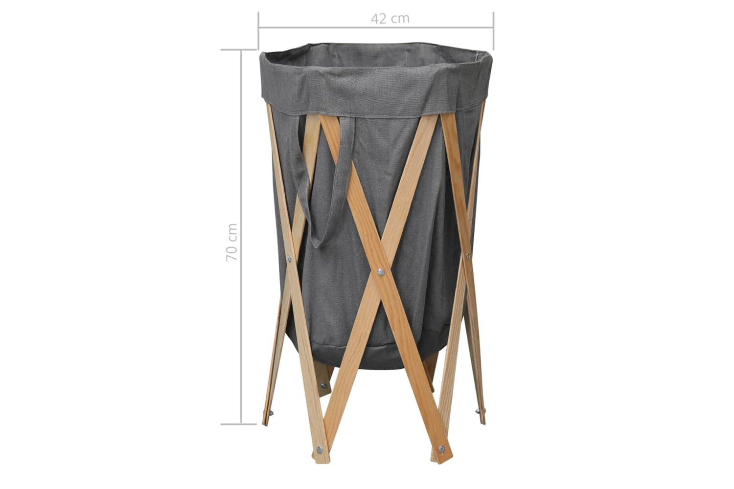 Vidaxl 284228 Folding Laundry Basket Grey Wood And Fabric-7