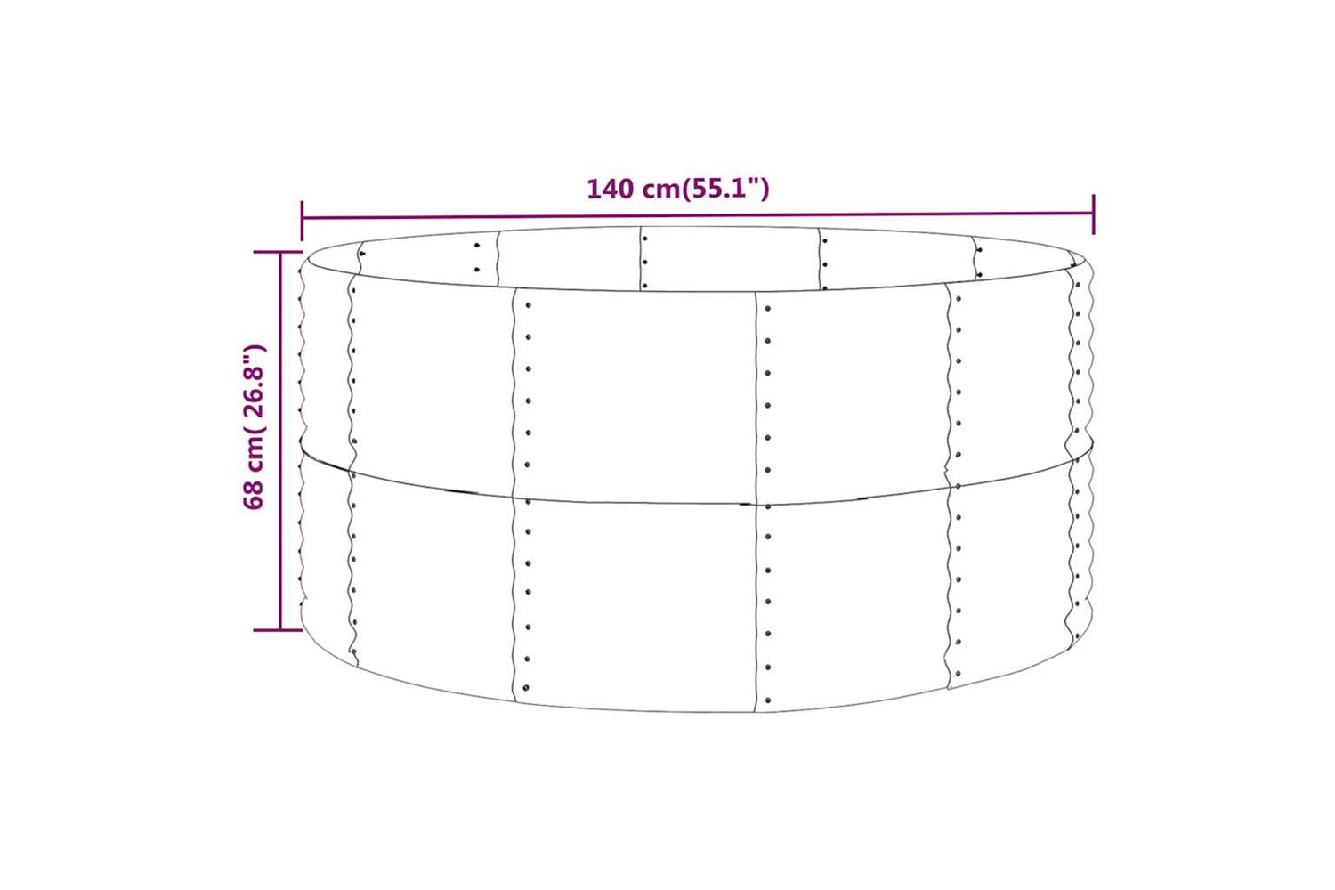 vidaXL 319091 Garden Raised Bed Anthracite 140x140x68cm Powder-coated Steel-3