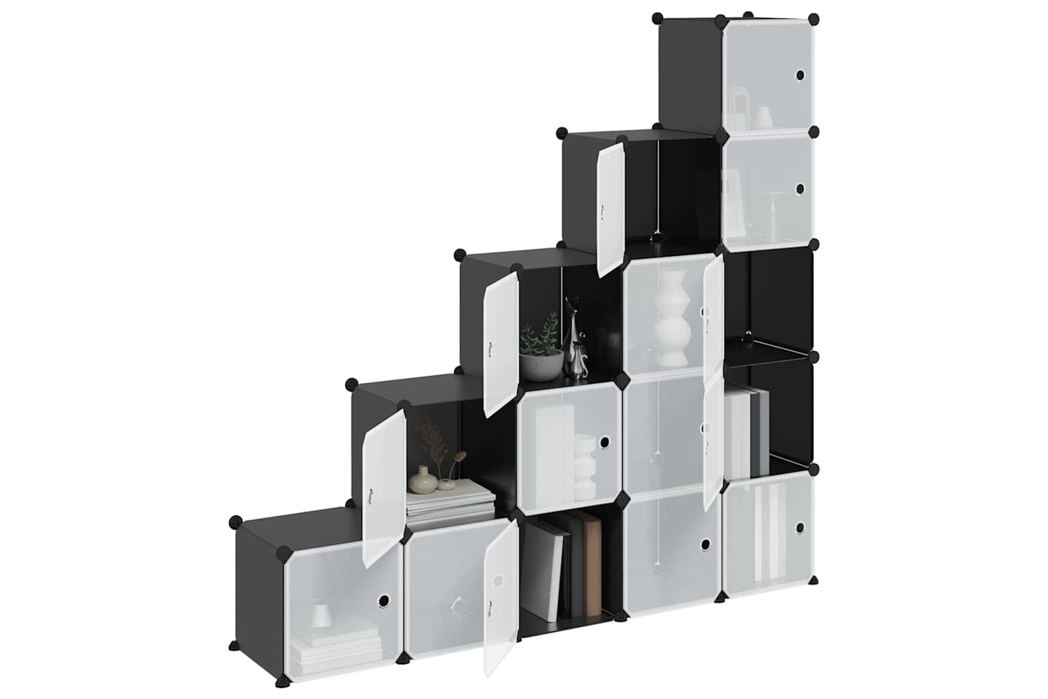 Vidaxl 340554 Storage Cube Organiser With 15 Cubes And Doors Black Pp-3
