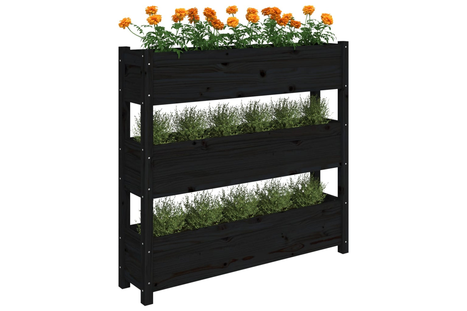 vidaXL 823924 Planter Black 112x25x104.5cm Solid Wood Pine-3