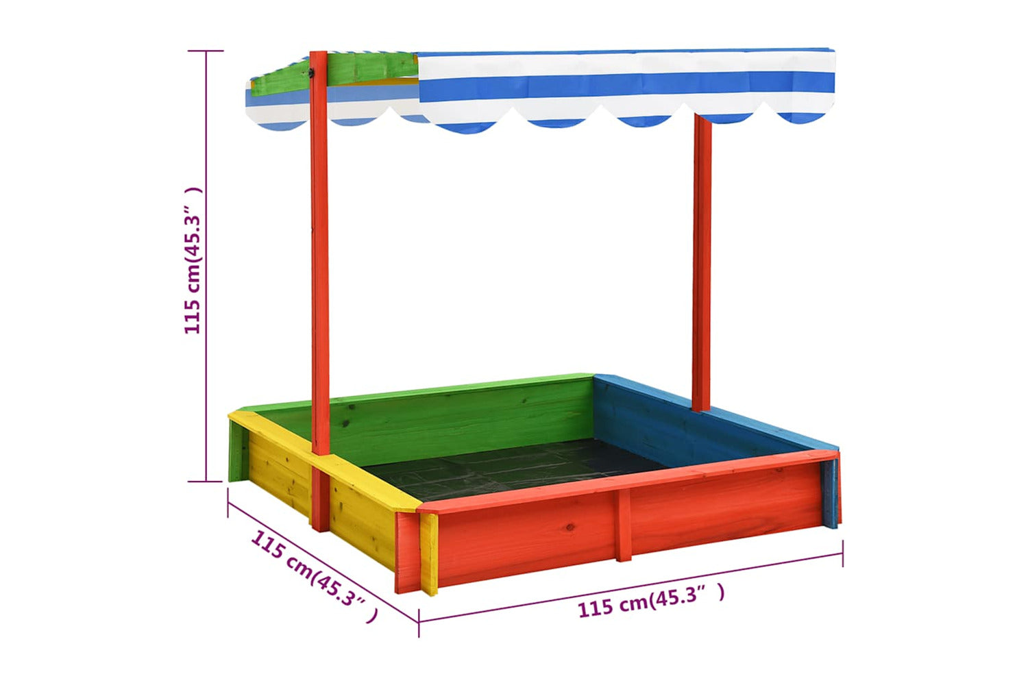 Vidaxl Sandbox With Adjustable Roof Fir Wood Multicolour Uv50-5