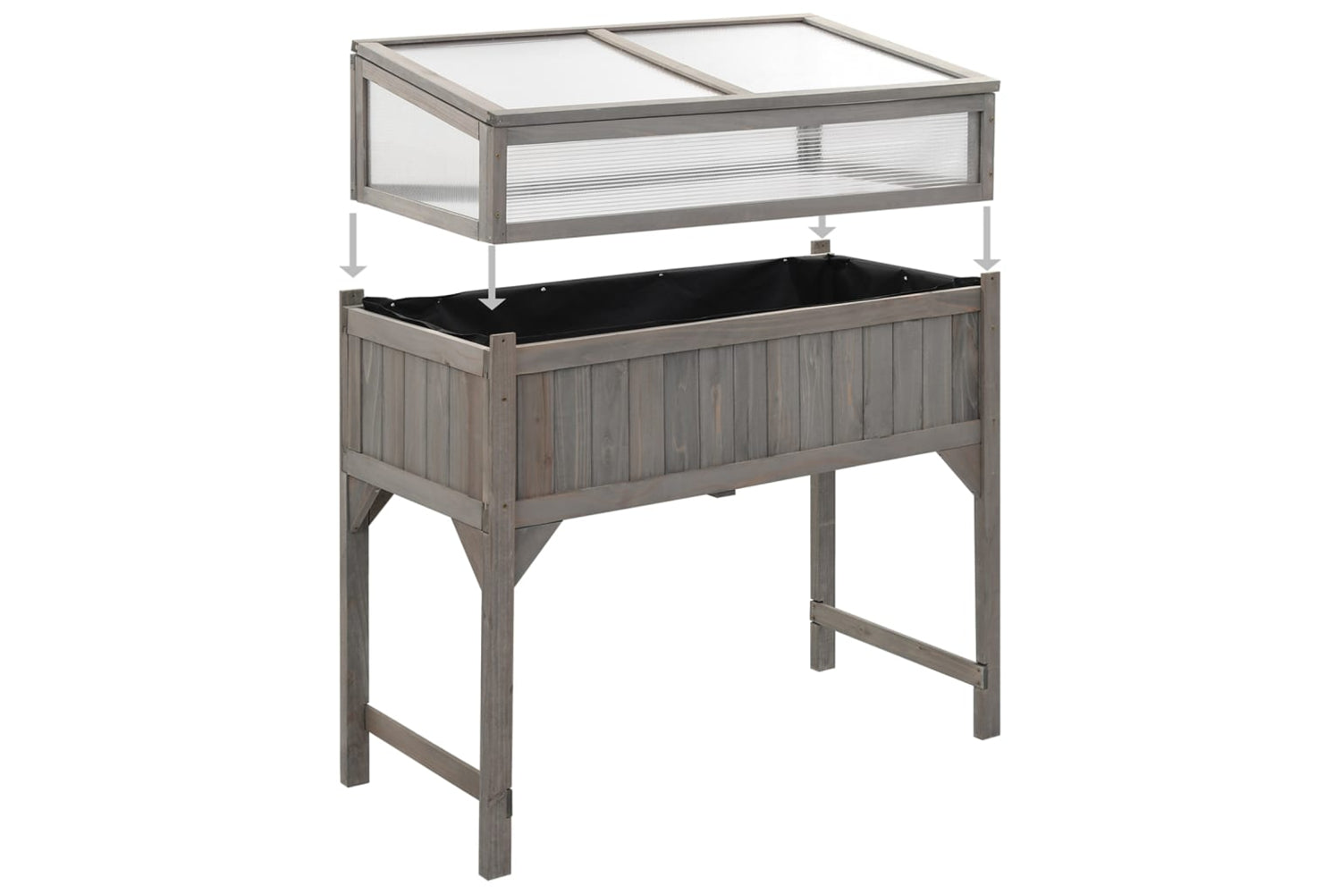 vidaXL 316472 Raised Bed With Greenhouse 110x54x120cm Solid Fir Wood-5