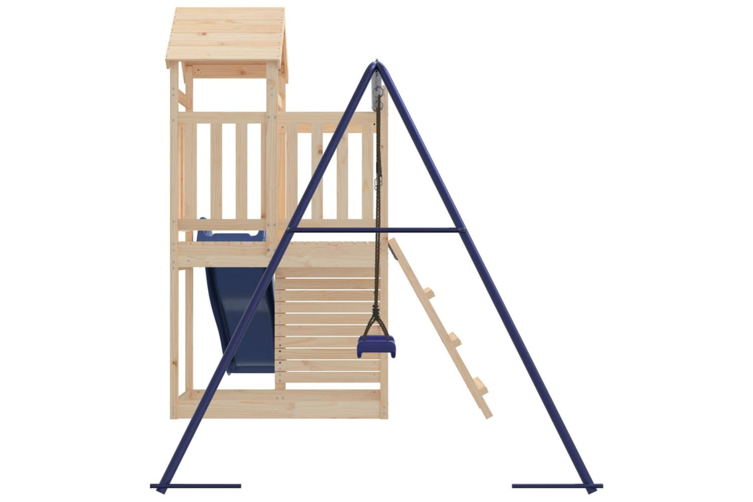 Vidaxl 3155891 Playhouse With Slide Swing Rockwall Solid Wood Pine-7