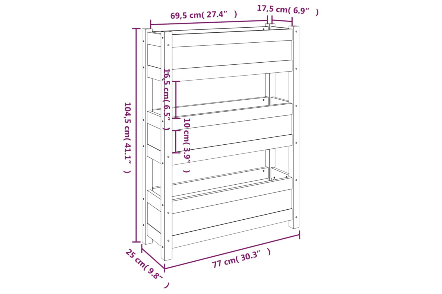 vidaXL 823934 Planter 77x25x104.5cm Solid Wood Pine-8