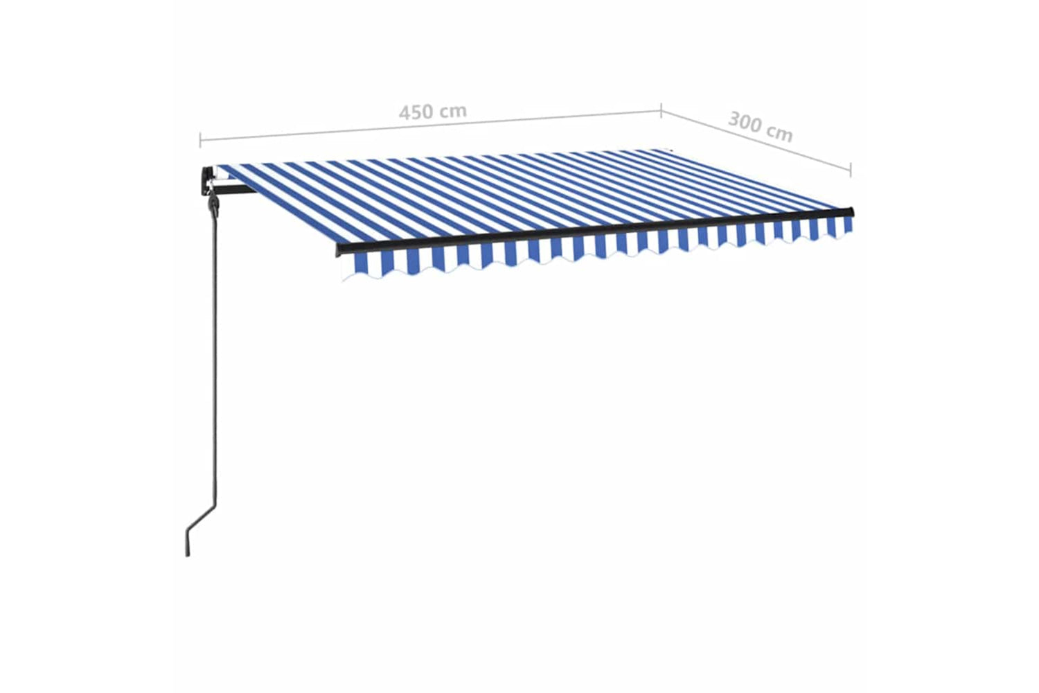 Vidaxl Manual Retractable Awning With Led 450x300 Cm Blue And White-6