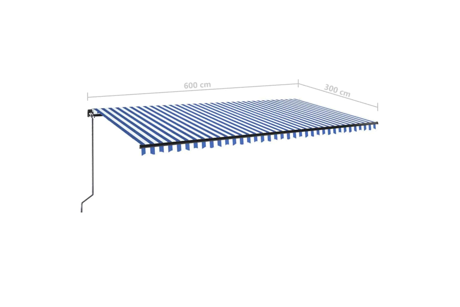 vidaXL 3069161 Manual Retractable Awning With Led 600x300cm Blue And White-6