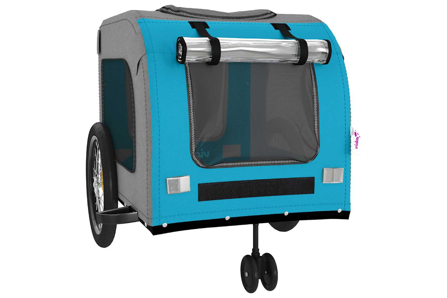 Vidaxl 93862 Pet Bike Trailer Blue And Grey Oxford Fabric And Iron-4