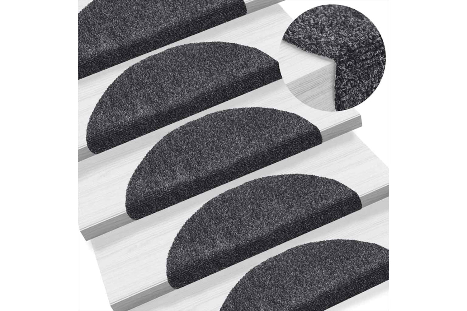 vidaXL 149677 Self-adhesive Stair Mats 10 Pcs Dark Grey 56x17x3cm Needle Punch-5