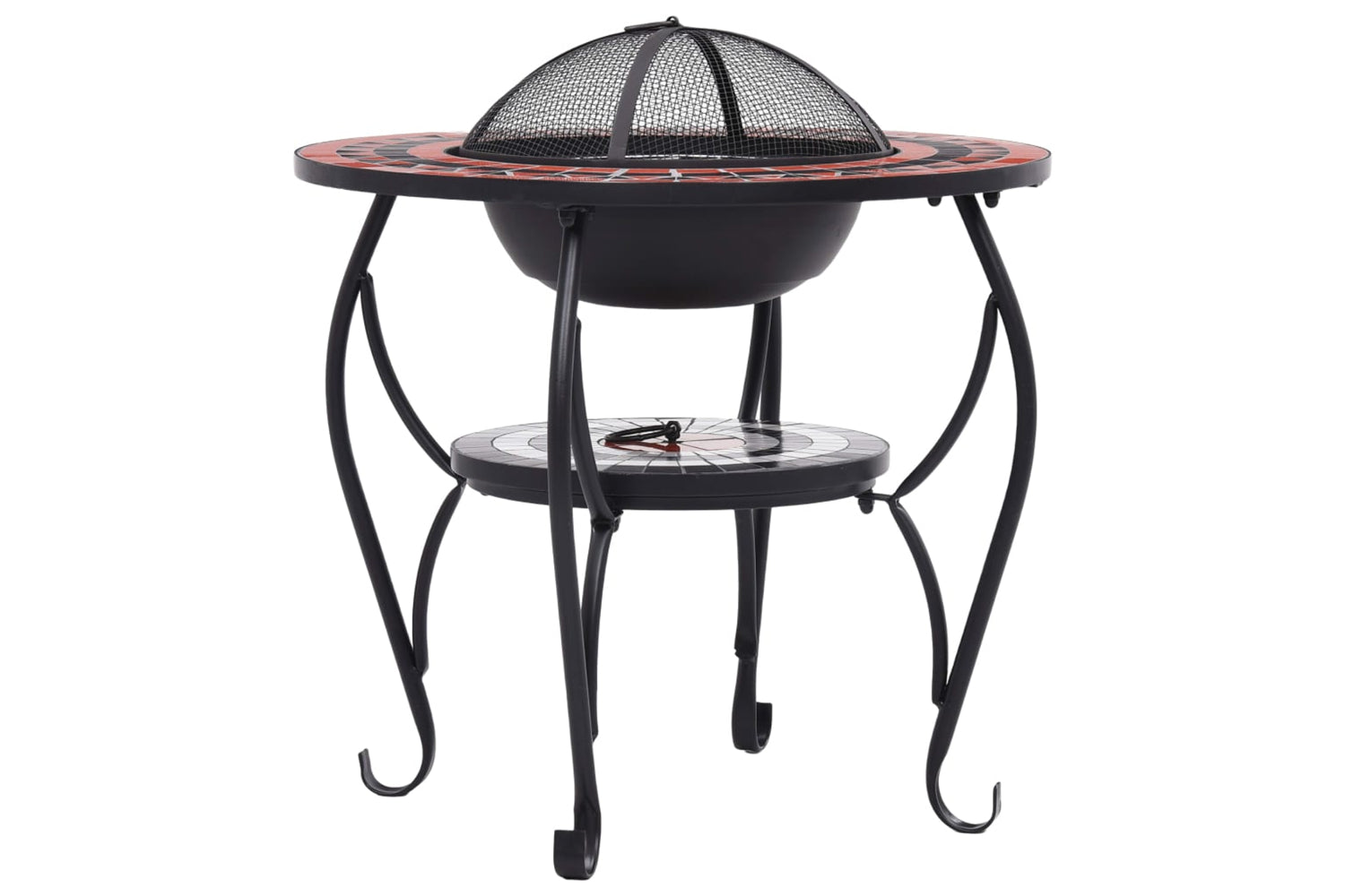 vidaXL 46726 Mosaic Fire Pit Table Terracotta And White 68cm Ceramic-4