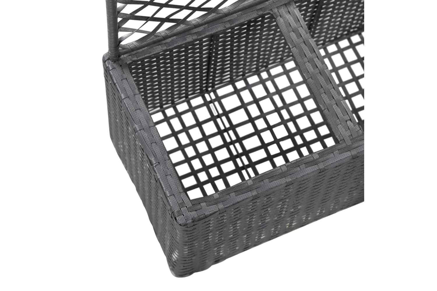 vidaXL 46931 Trellis Raised Bed With 2 Pots 58x30x107cm Poly Rattan Black-6