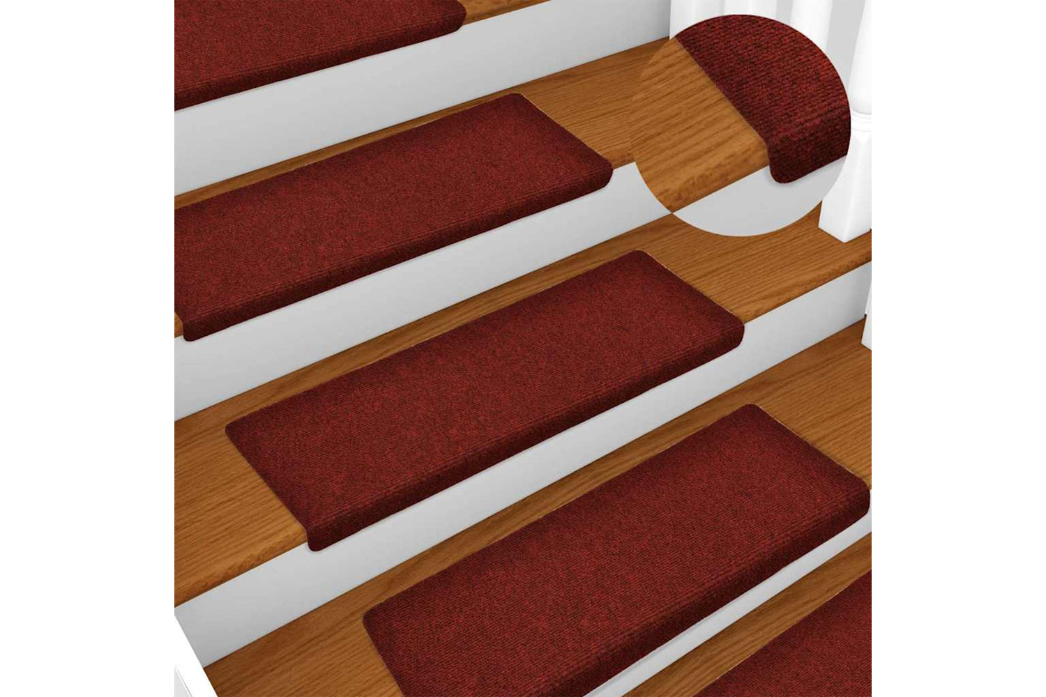 vidaXL Stair Mats 15 Pcs Needle Punch 65x21x4cm Red-4