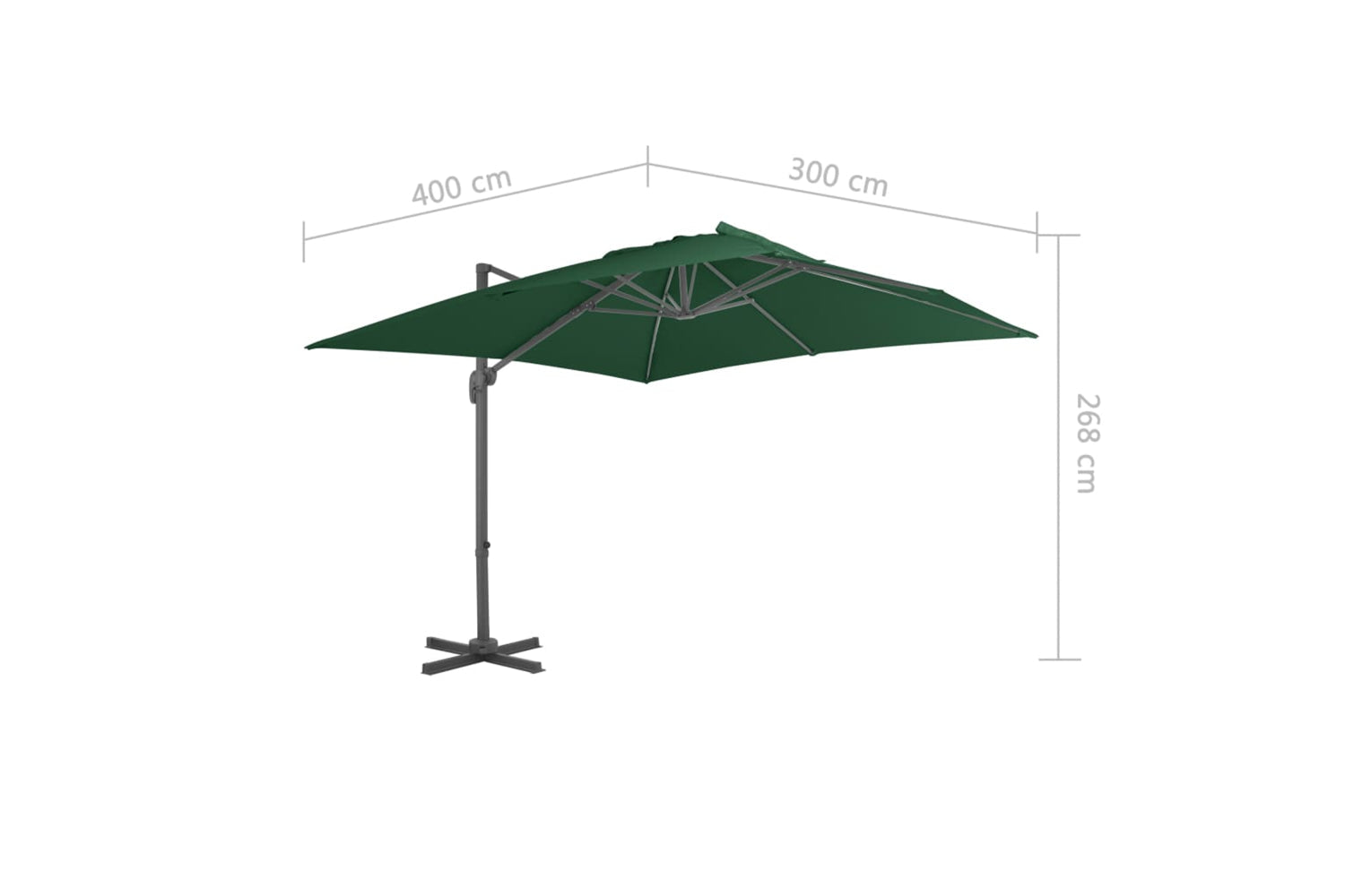 vidaXL 44635 Cantilever Umbrella With Aluminium Pole 400x300cm Green-9