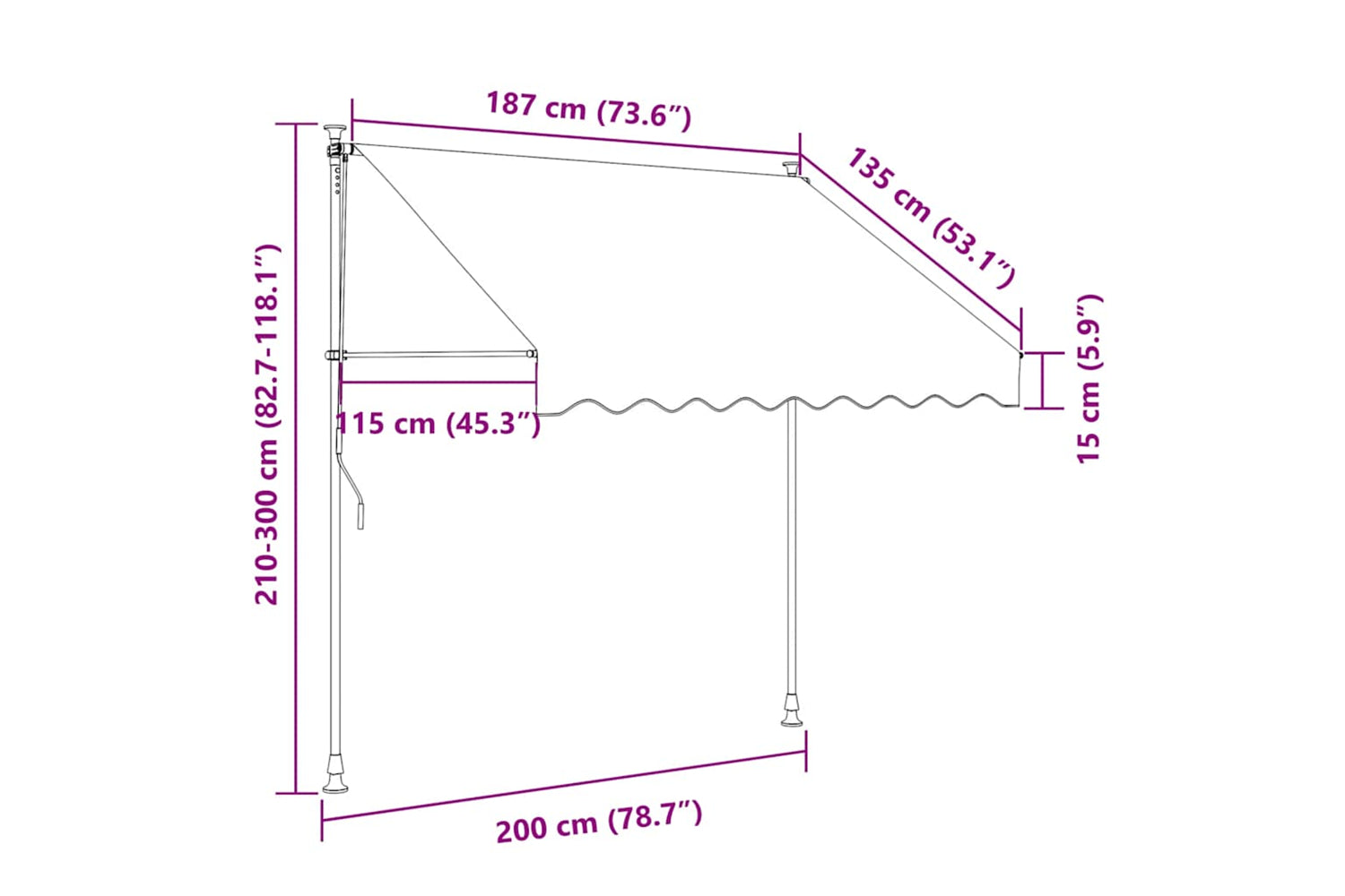 vidaXL 145864 Manual Retractable Awning With Led 200cm Anthracite-8